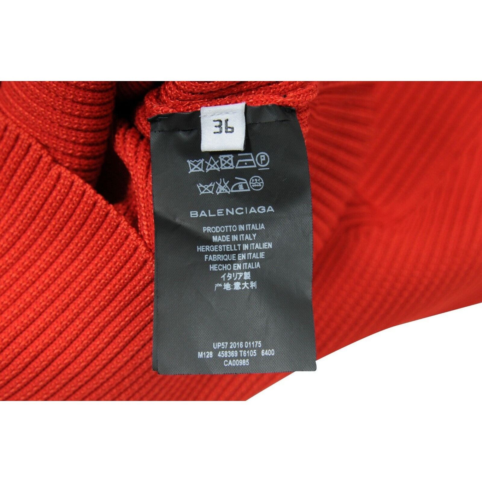 Balenciaga Red Pleated Stretch Knit Turtleneck Pullover Size XS / US 0-2 / IT 36-38 - 9 Thumbnail