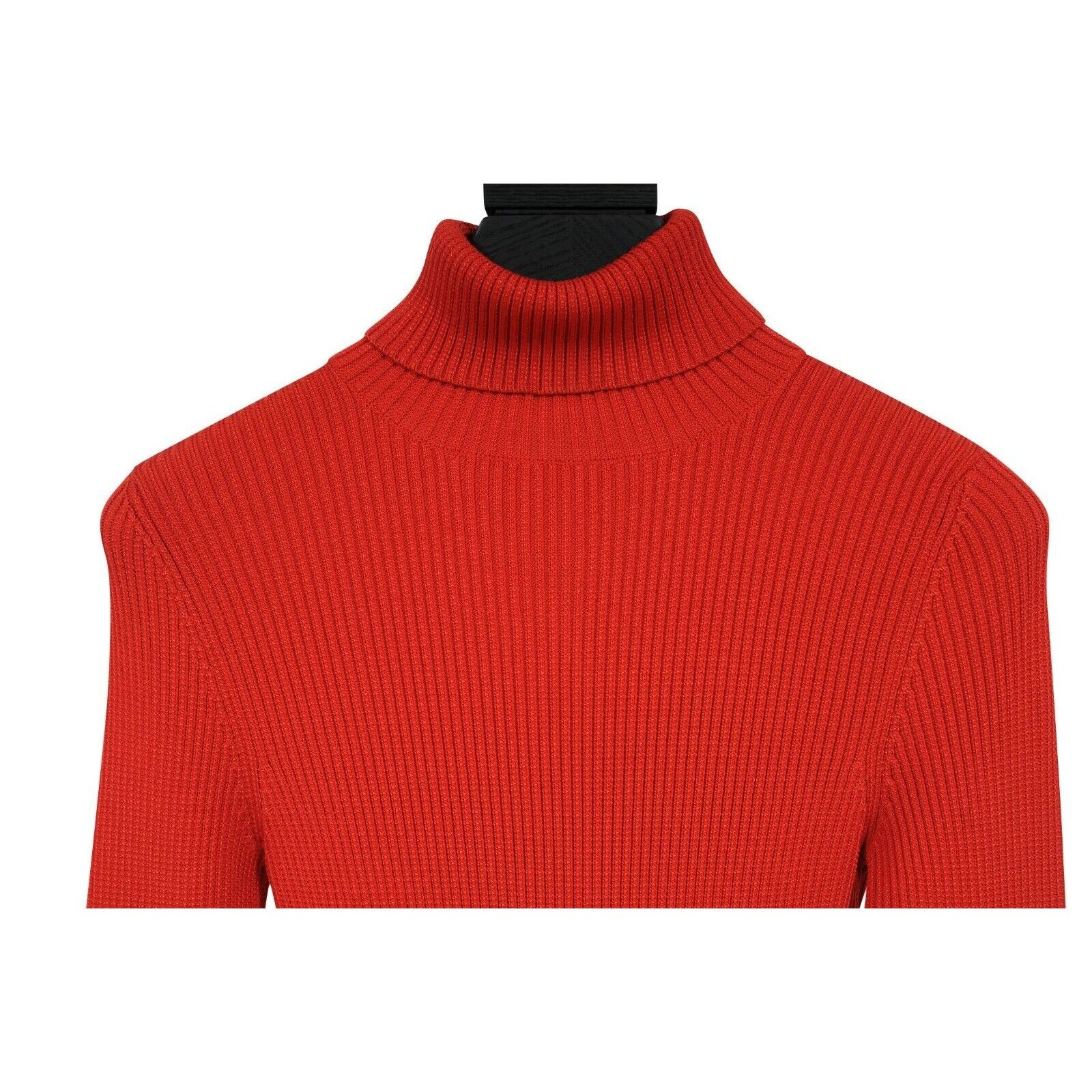Balenciaga Red Pleated Stretch Knit Turtleneck Pullover Size XS / US 0-2 / IT 36-38 - 6 Thumbnail