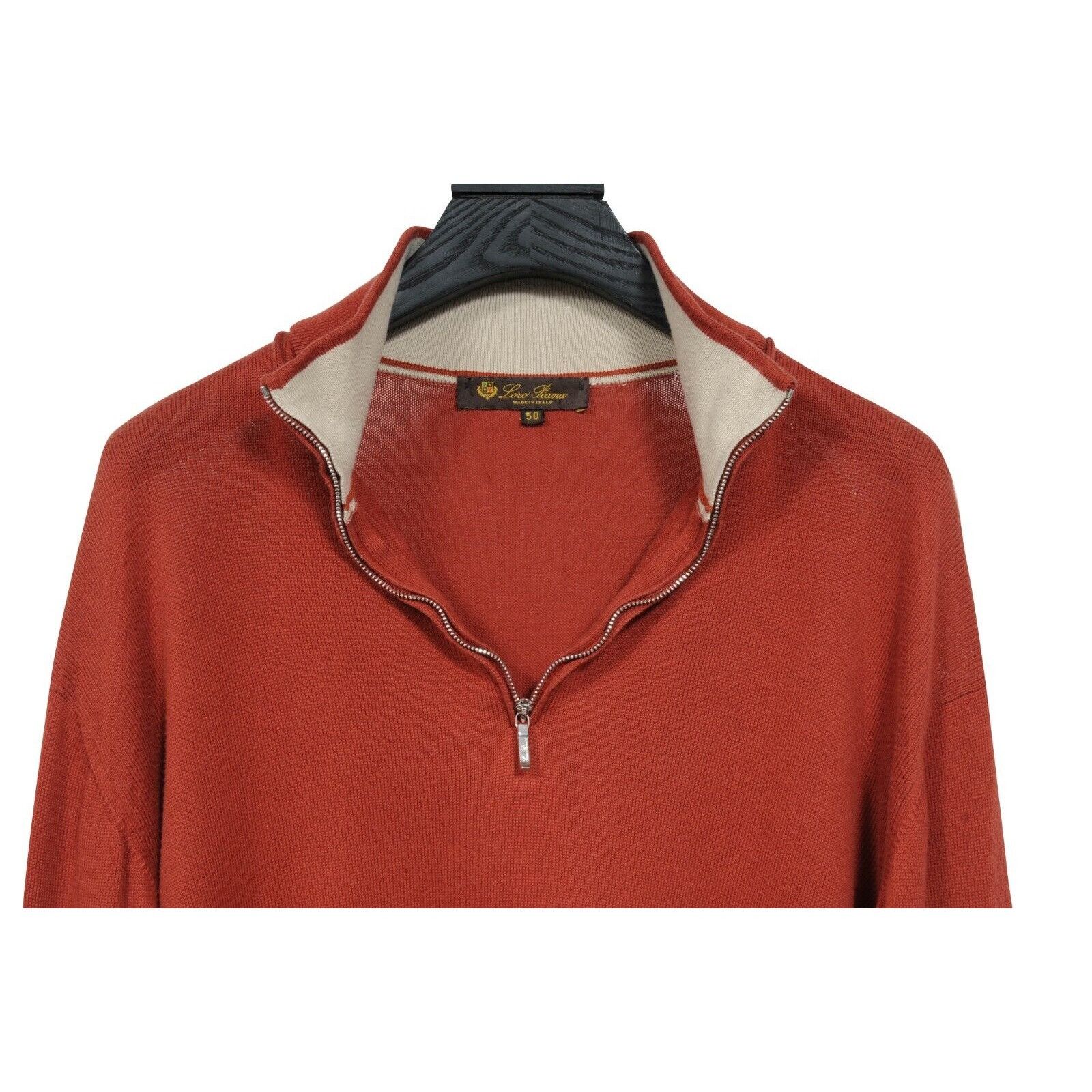 Loro Piana 3/4 Zip Turtleneck Sweater 50 Burnt Orange Pullover - 01087 Size US M / EU 48-50 / 2 - 5 Thumbnail