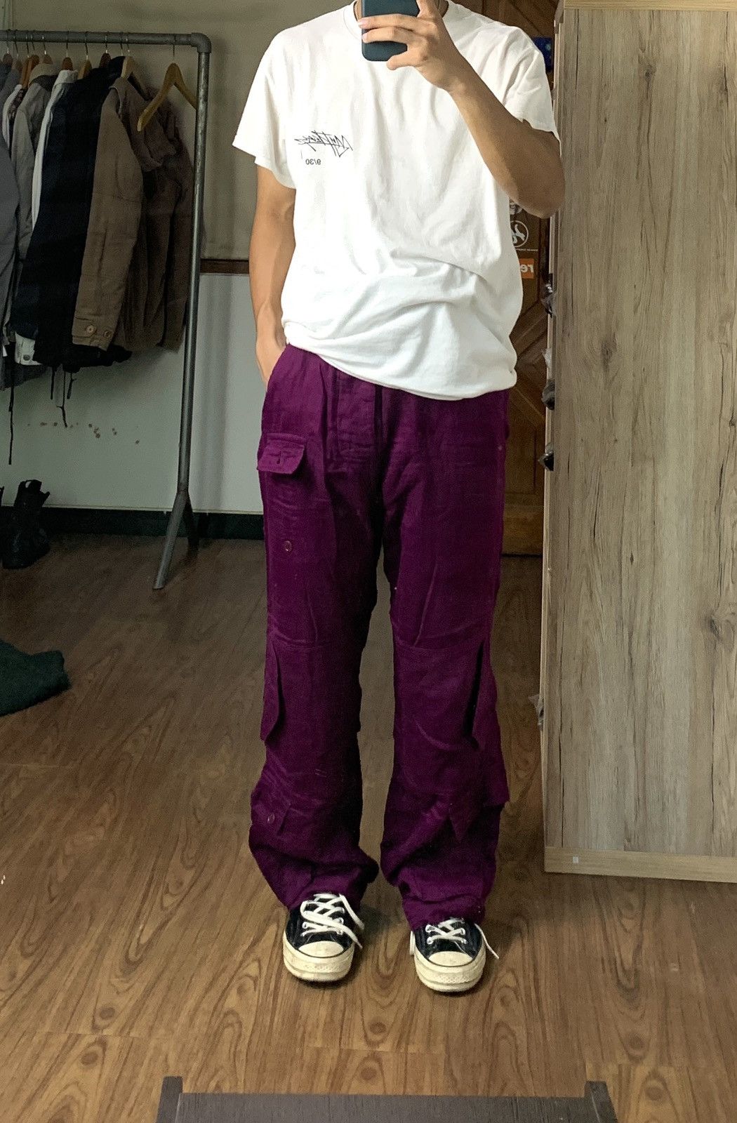 image of Cabane De Zucca x Issey Miyake Multi Pocket Light Cotton Cargo Pants in Purple, Men's (Size 32)