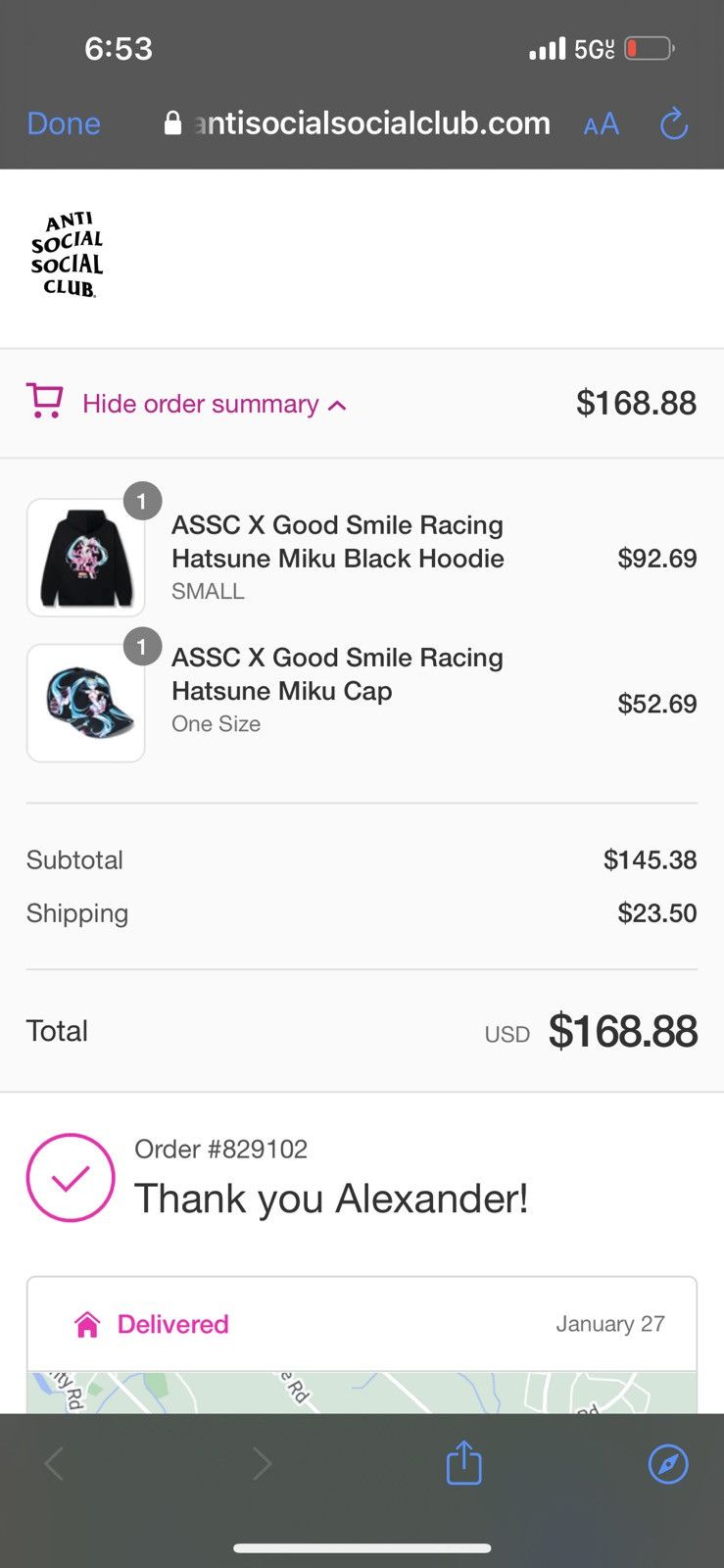 Anti Social Social Club ASSC X Good Smiling Racing Hatsune Miku Black Hoodie Size US S / EU 44-46 / 1 - 11 Thumbnail