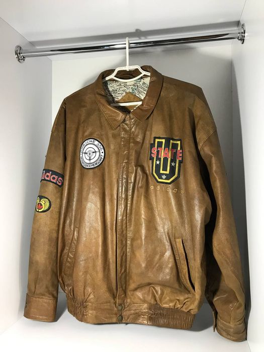 Vintage adidas cheap leather jacket