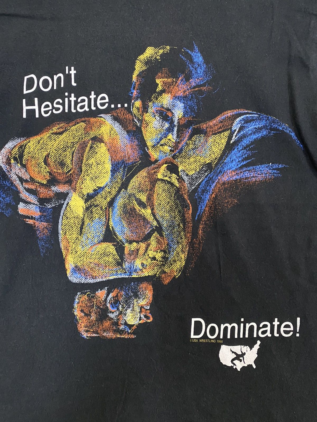 Vintage vintage 1995 USA WRESTLING artwork drawing promo t-shirts Size US M / EU 48-50 / 2 - 3 Thumbnail