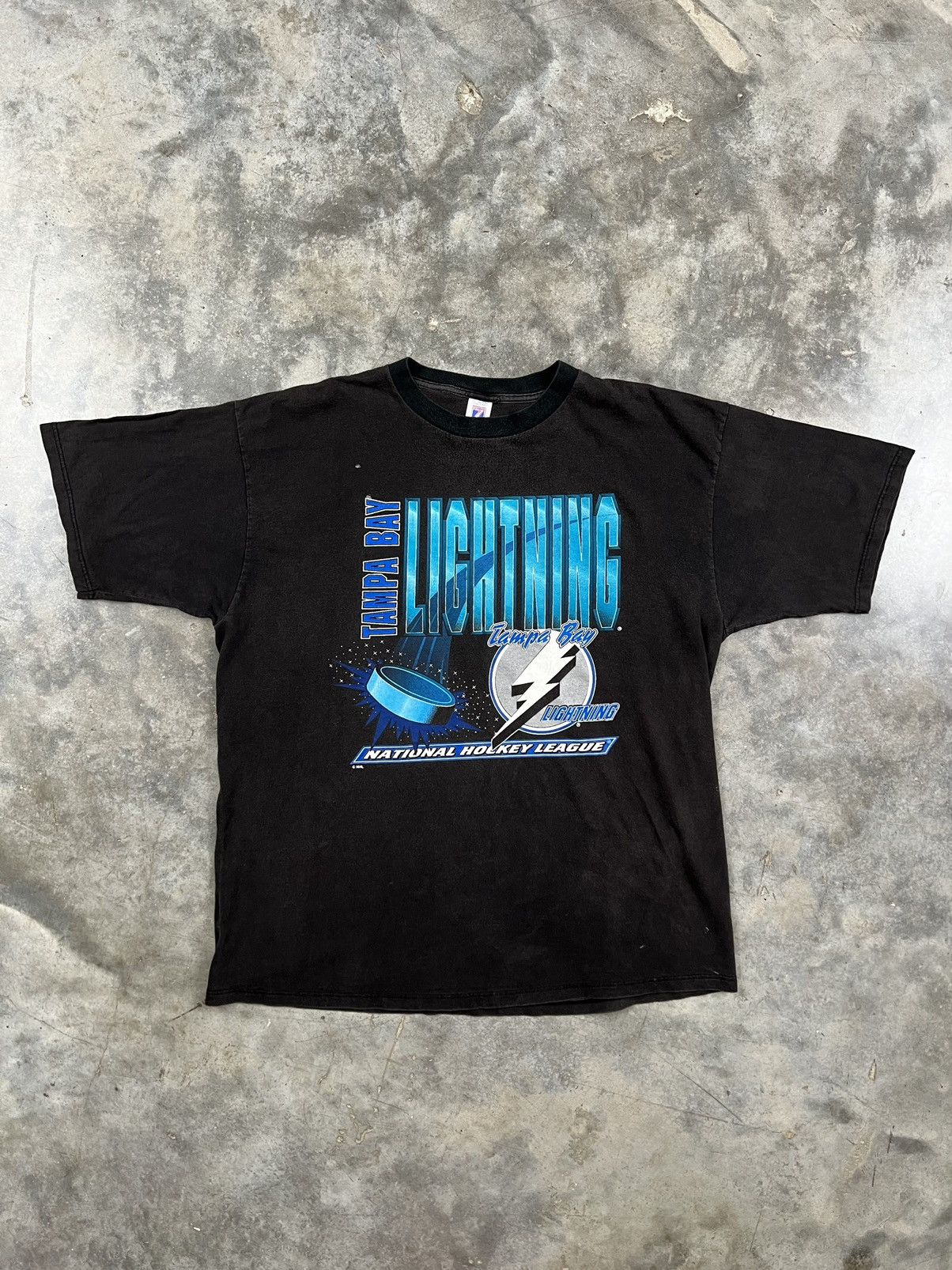 image of 90's Tampa Bay Lightning Nhl Tee Black 2Xl / , Men's