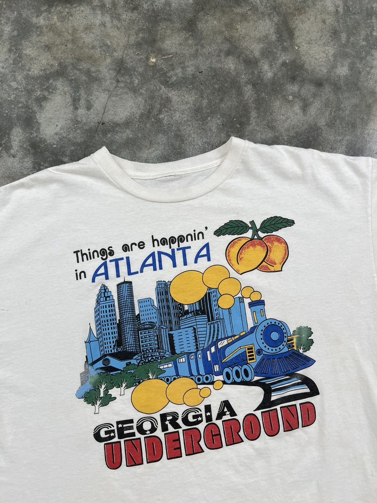 Vintage Atlanta Georgia Underground Peach Tree Tee White XL