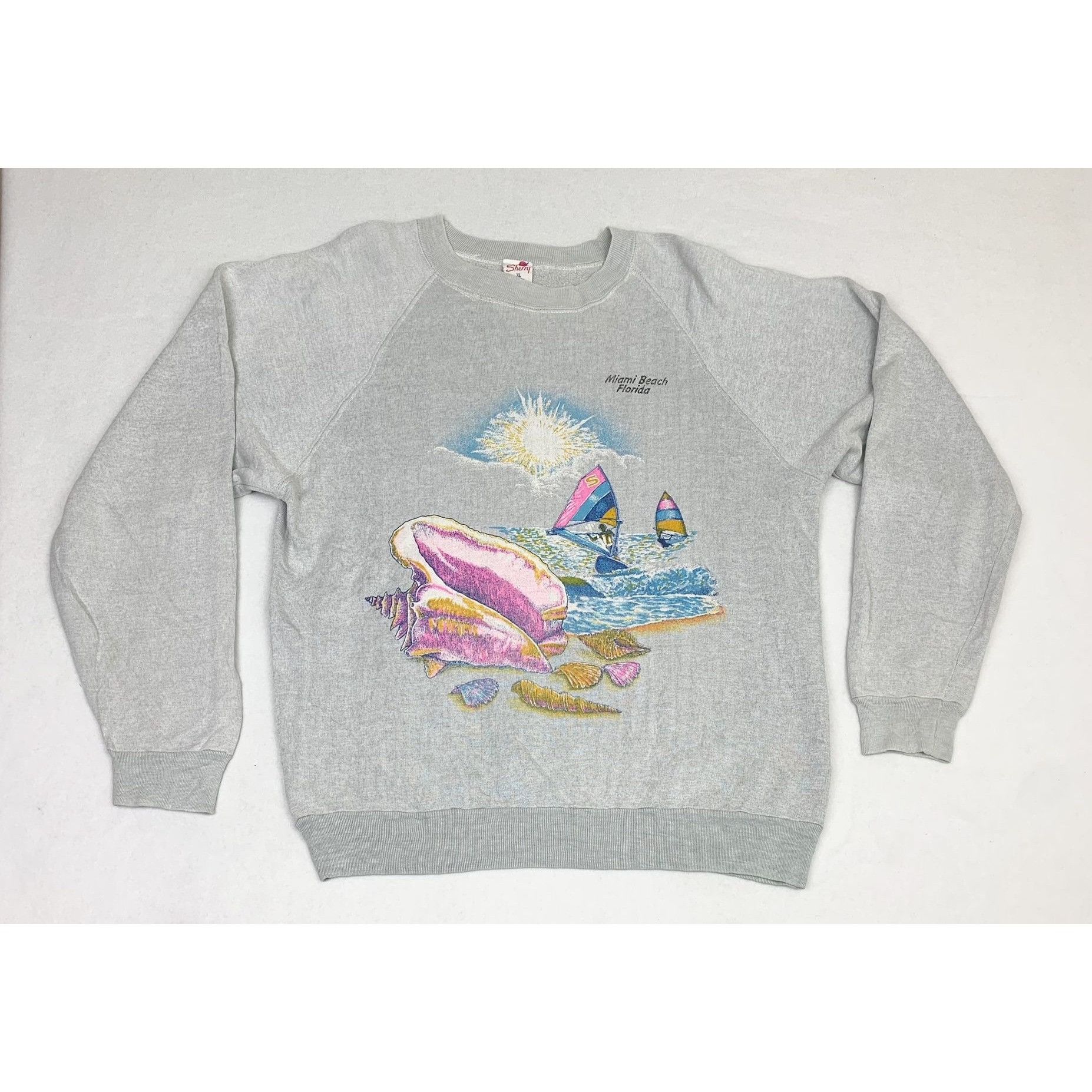 Vintage Miami Florida Sweatshirt Seashells Tourist Beach