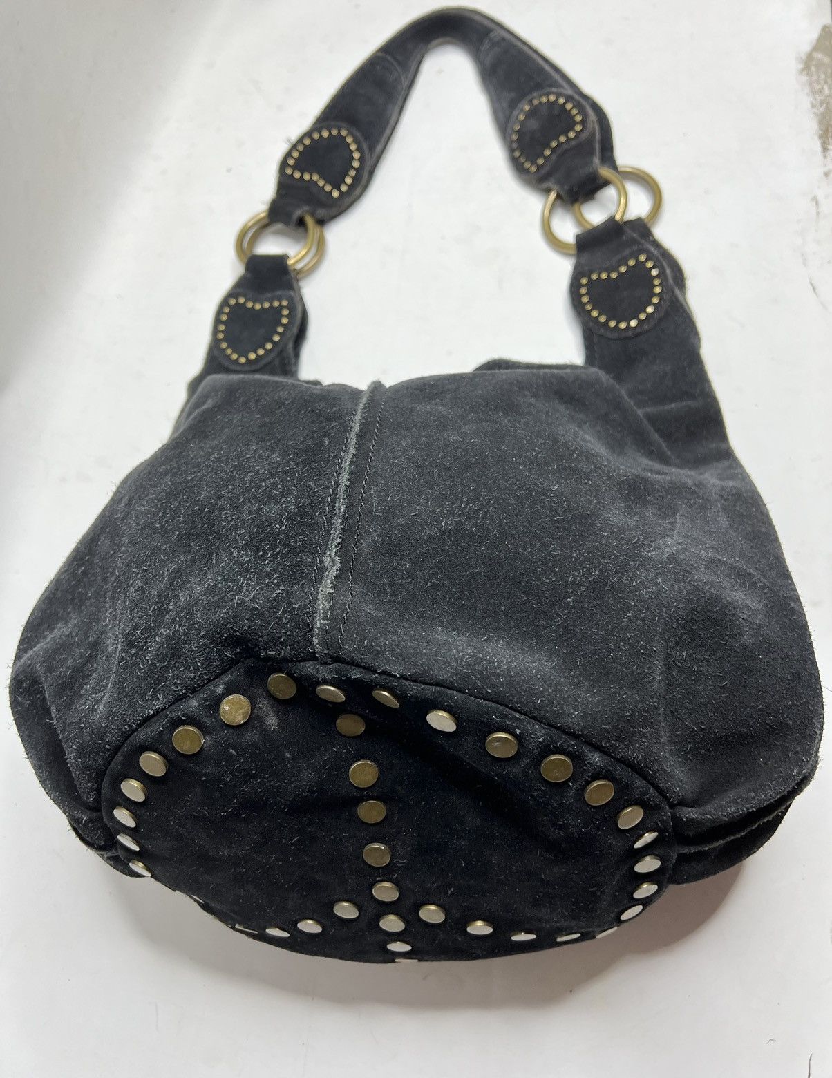 Lucky Brand Suede outlets Peace Sign Hobo Bucket Bag