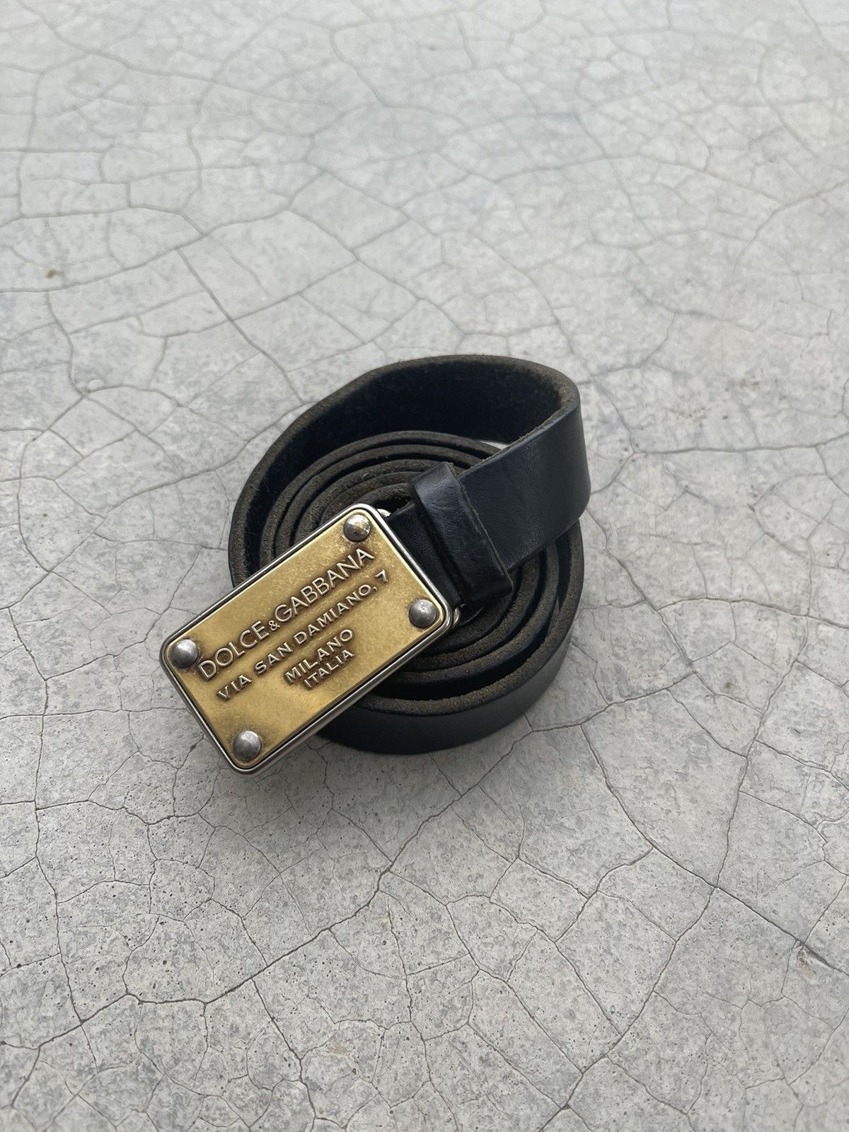 Dolce & Gabbana Genuine Leather Gold color face belt