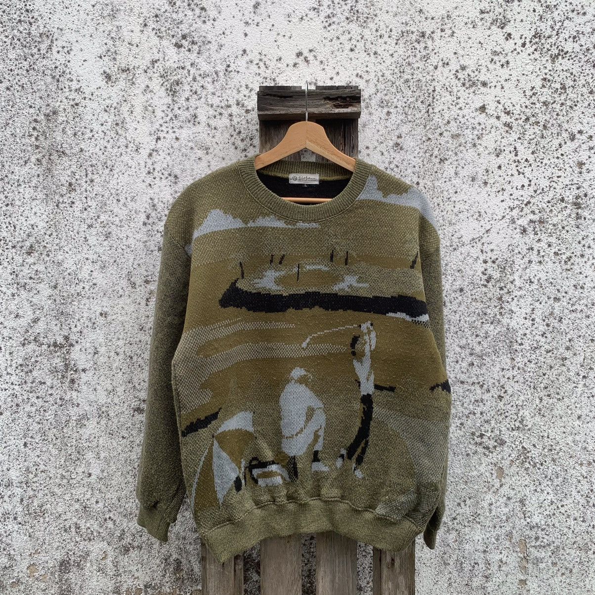 Aran Isles Knitwear × Japanese Brand Vintage Bob Jones Knit Full Printed Sweater Nice Graphic Size US L / EU 52-54 / 3 - 1 Thumbnail