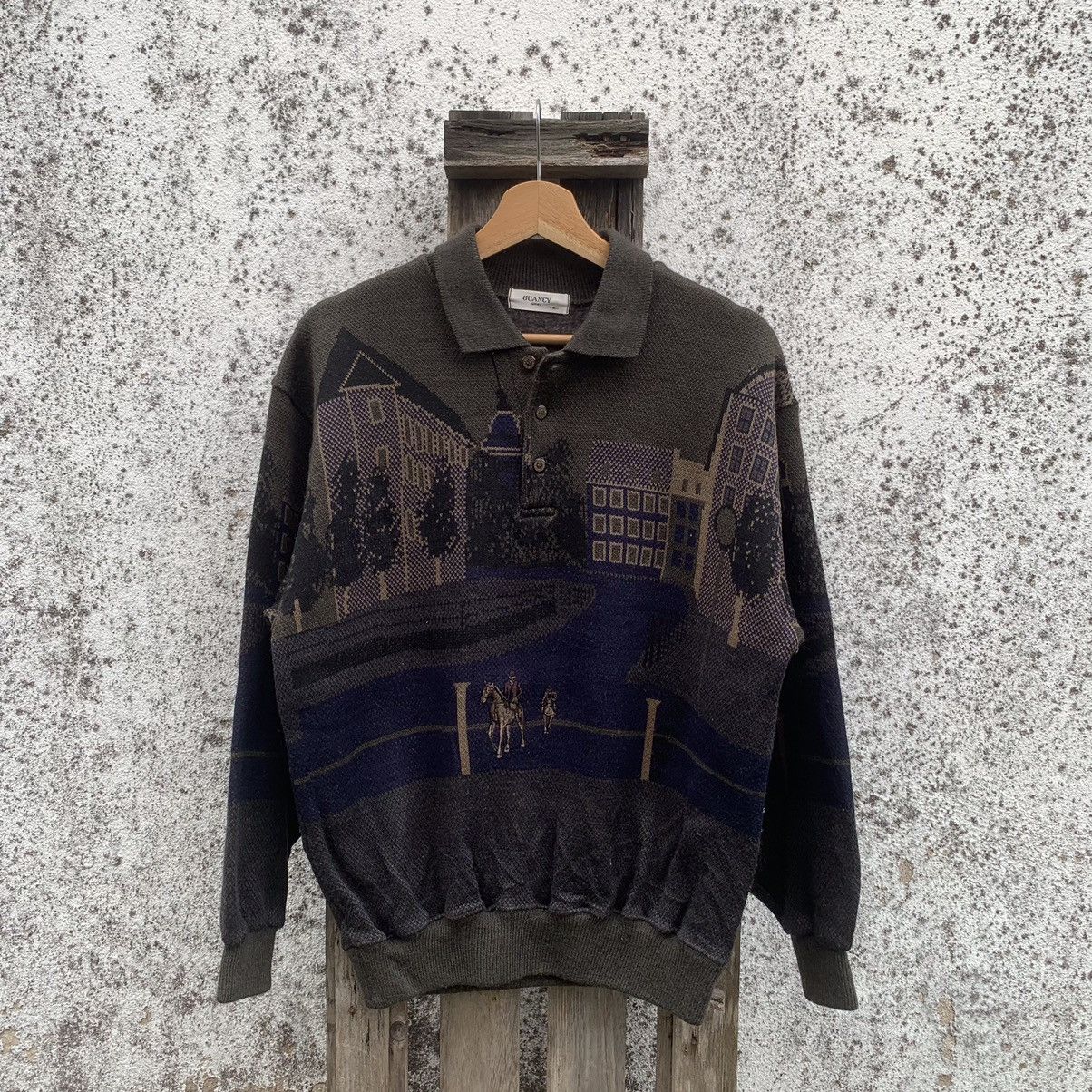 Aran Isles Knitwear × Japanese Brand Vintage Guancy Uomo Sweater Knit Nice Graphic Pullover Size US M / EU 48-50 / 2 - 1 Thumbnail