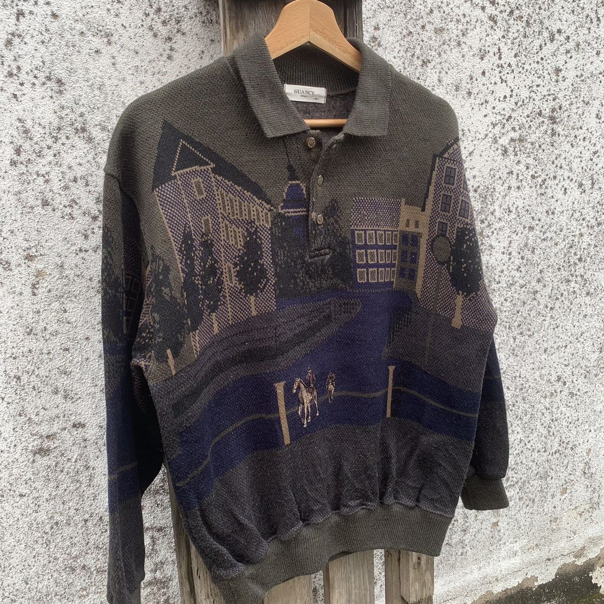 Aran Isles Knitwear × Japanese Brand Vintage Guancy Uomo Sweater Knit Nice Graphic Pullover Size US M / EU 48-50 / 2 - 2 Thumbnail