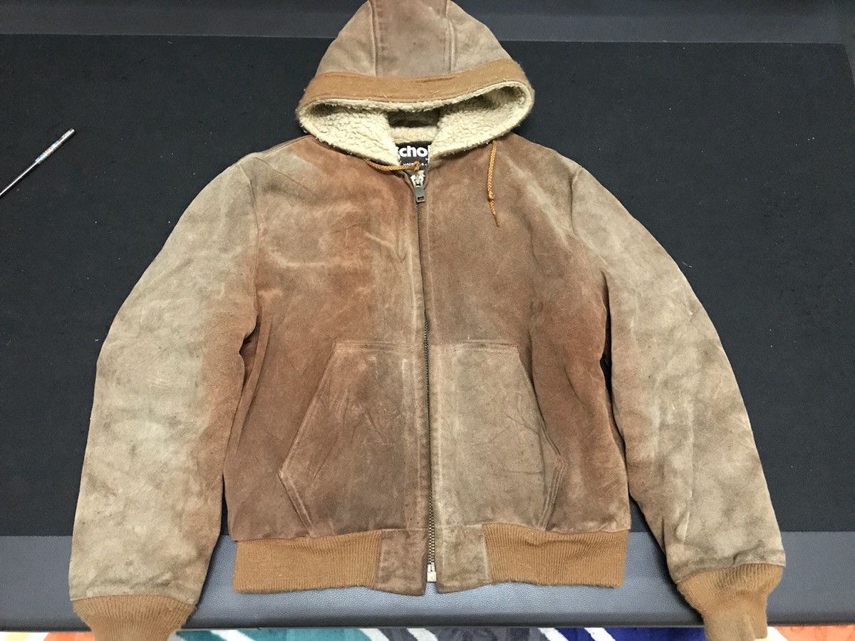 SCHOTT SUEDE LEATHER JACKET SHERPA HOODIE
