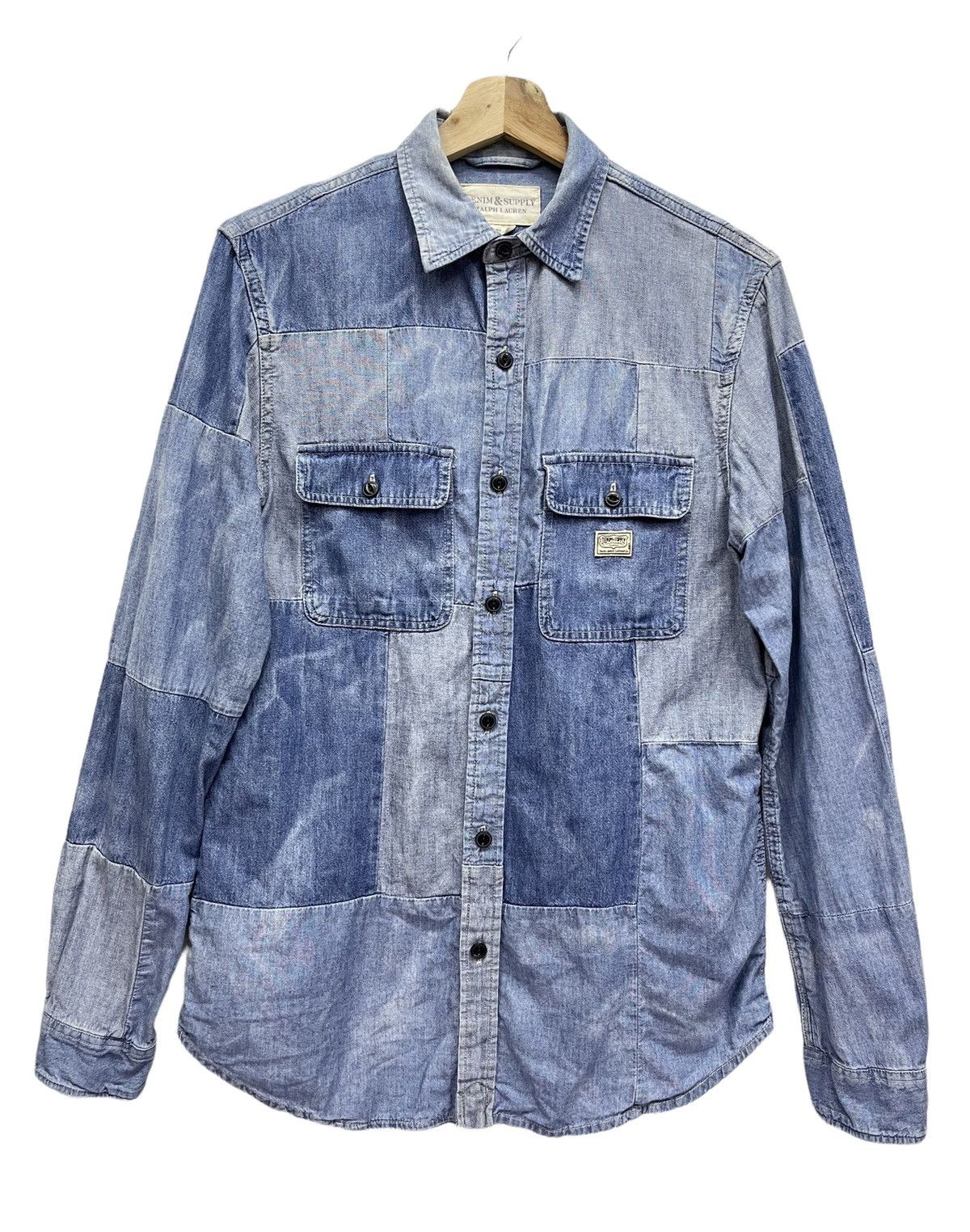 Denim & Supply Ralph Lauren 🔥Vintage RALPH LAUREN Acid Wash Patchwork Shirt Size US S / EU 44-46 / 1 - 1 Thumbnail