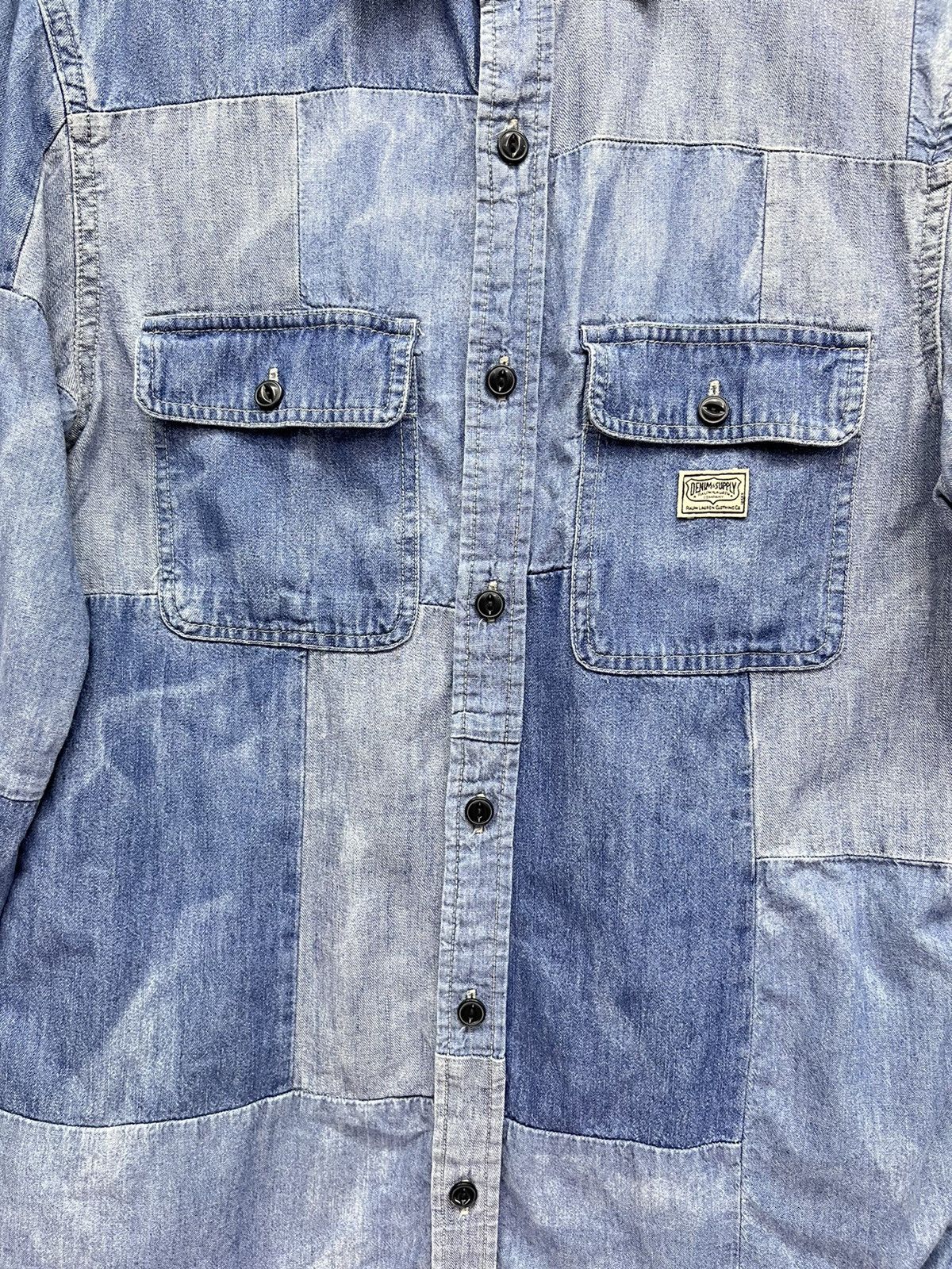 Denim & Supply Ralph Lauren 🔥Vintage RALPH LAUREN Acid Wash Patchwork Shirt Size US S / EU 44-46 / 1 - 3 Thumbnail