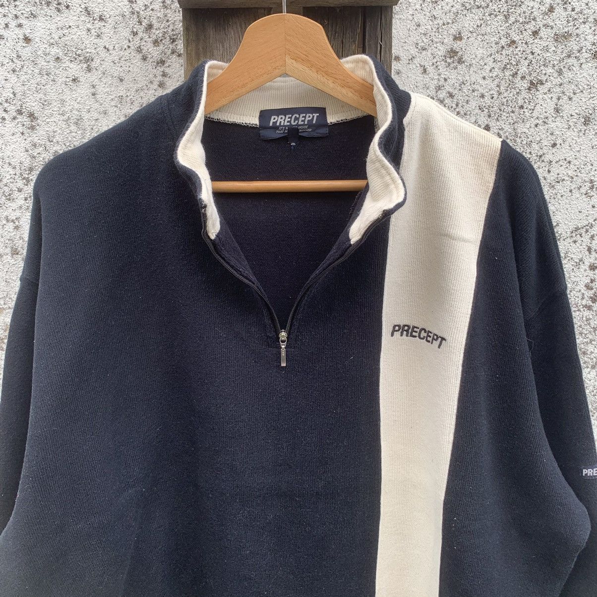 Japanese Brand × Vintage Precept Quarter Zip Sweater Baggy Jumper Pullover Size US XL / EU 56 / 4 - 4 Thumbnail