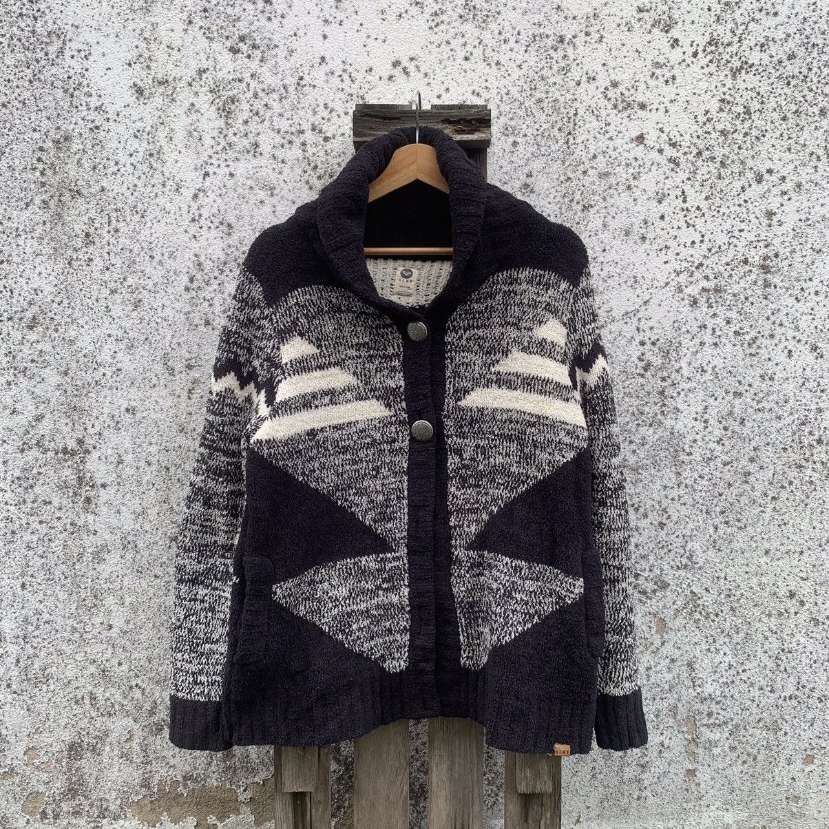 Japanese Brand ROXY Knit Shawl Collar Navajo Sweater Jacket Size US M / EU 48-50 / 2 - 1 Thumbnail