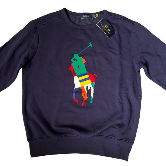 POLO RALPH LAUREN Fleece Sweatshirt Navy Blue Size Mens S