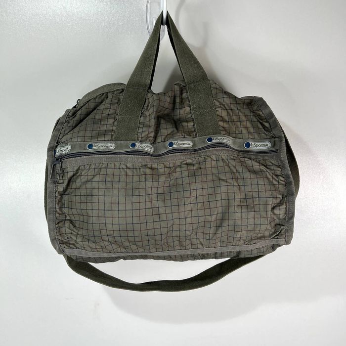 Vintage Vintage 70s Lesportsac Grid Print Small Weekender Bag Gray ...