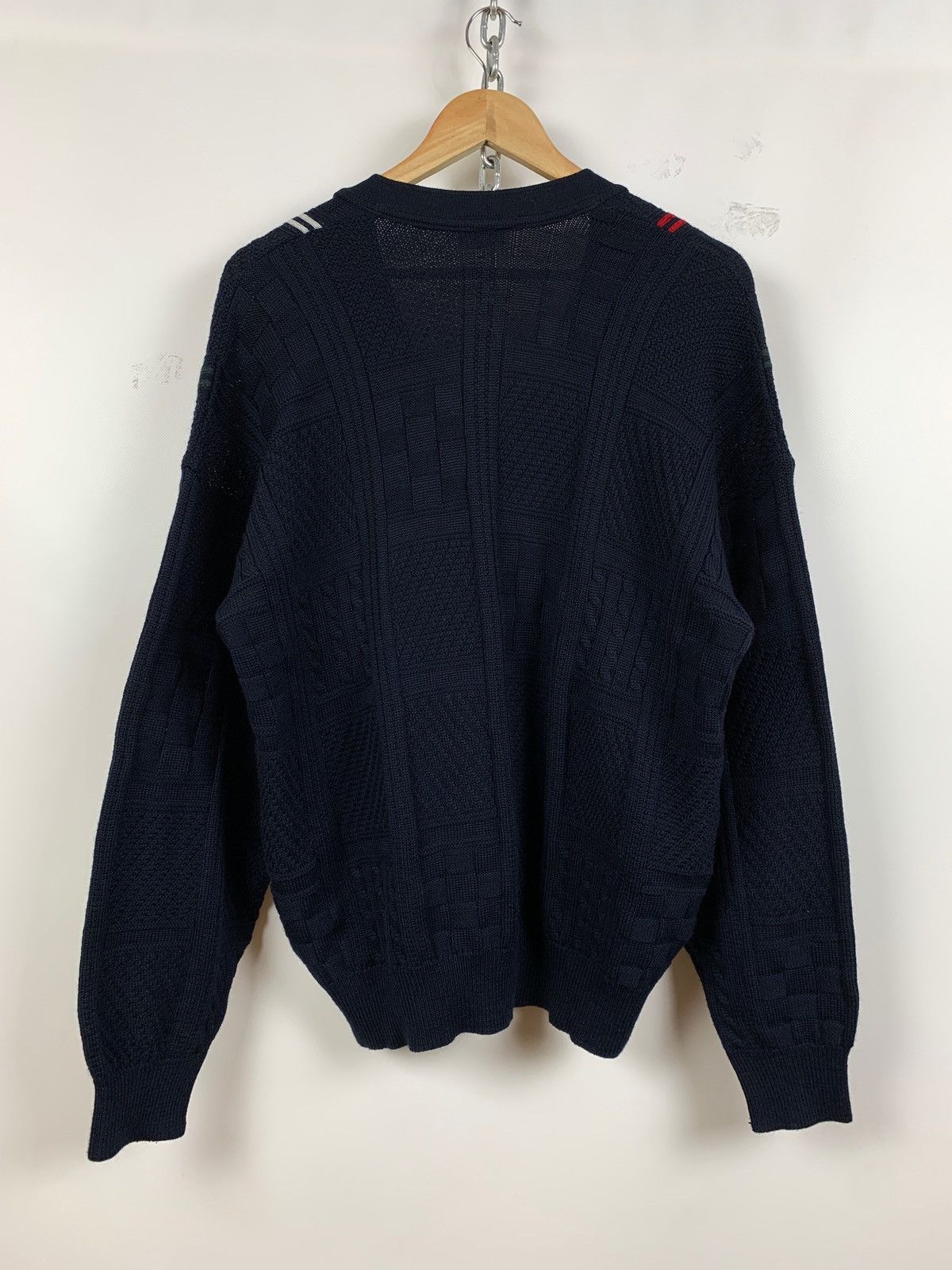 Lacoste Vintage Lacoste Geometric Cable Knit Wool Cardigan Sweater Size US XL / EU 56 / 4 - 9 Thumbnail