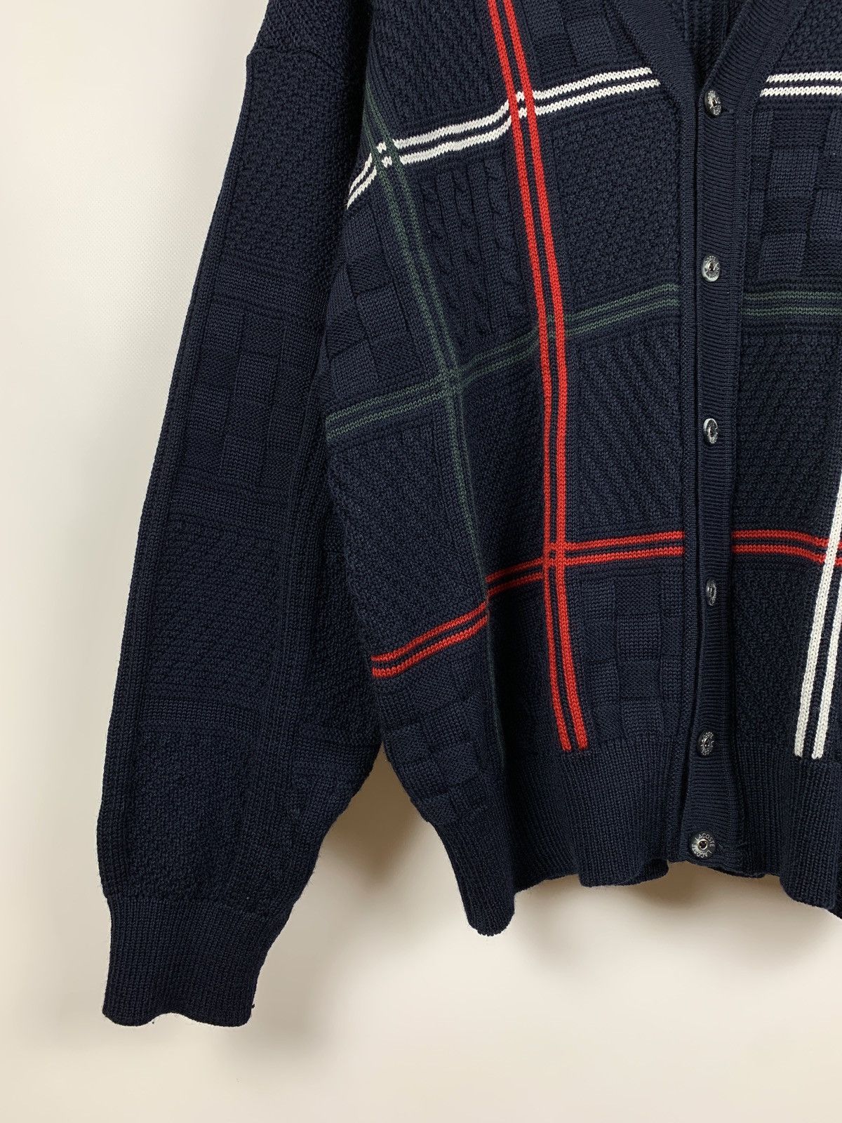 Lacoste Vintage Lacoste Geometric Cable Knit Wool Cardigan Sweater Size US XL / EU 56 / 4 - 5 Thumbnail