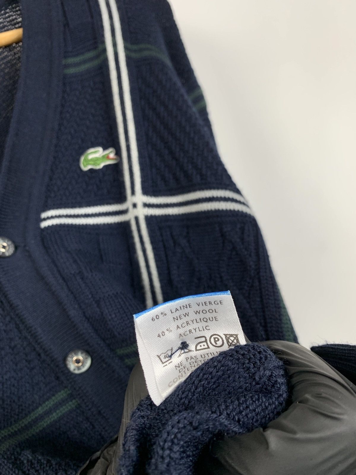 Lacoste Vintage Lacoste Geometric Cable Knit Wool Cardigan Sweater Size US XL / EU 56 / 4 - 16 Thumbnail