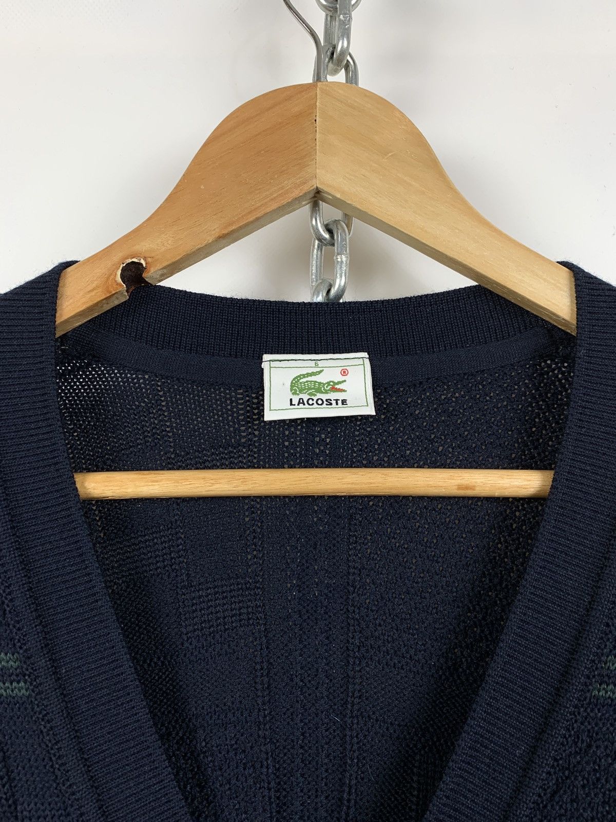 Lacoste Vintage Lacoste Geometric Cable Knit Wool Cardigan Sweater Size US XL / EU 56 / 4 - 14 Thumbnail