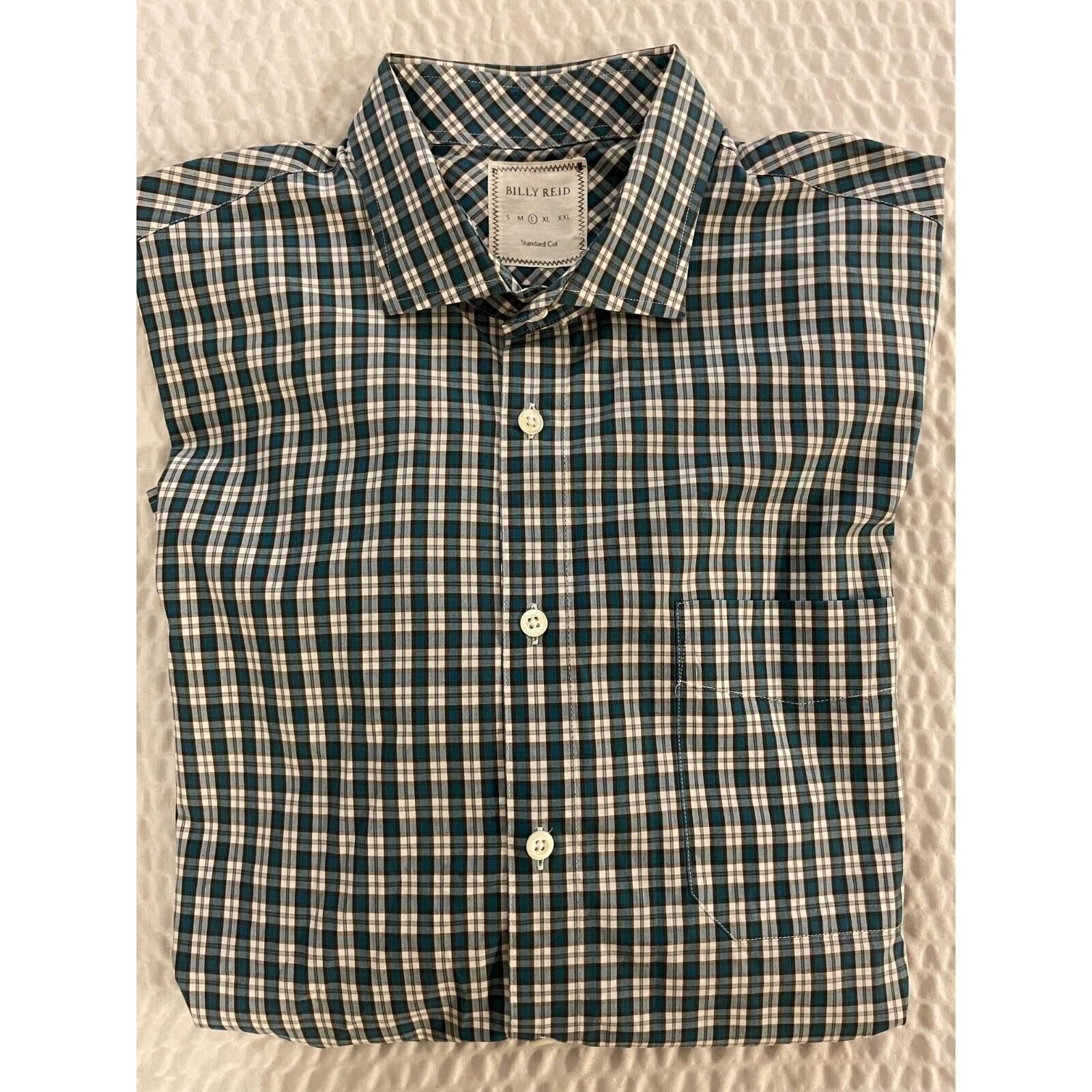 Billy Reid BILLY REID Standard Cut Grid Check Plaid Spread Collar Shirt ...