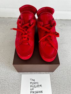 Louis Vuitton x Kanye West Red Leather and Suede Don High Top Sneakers Size  43.5 at 1stDibs