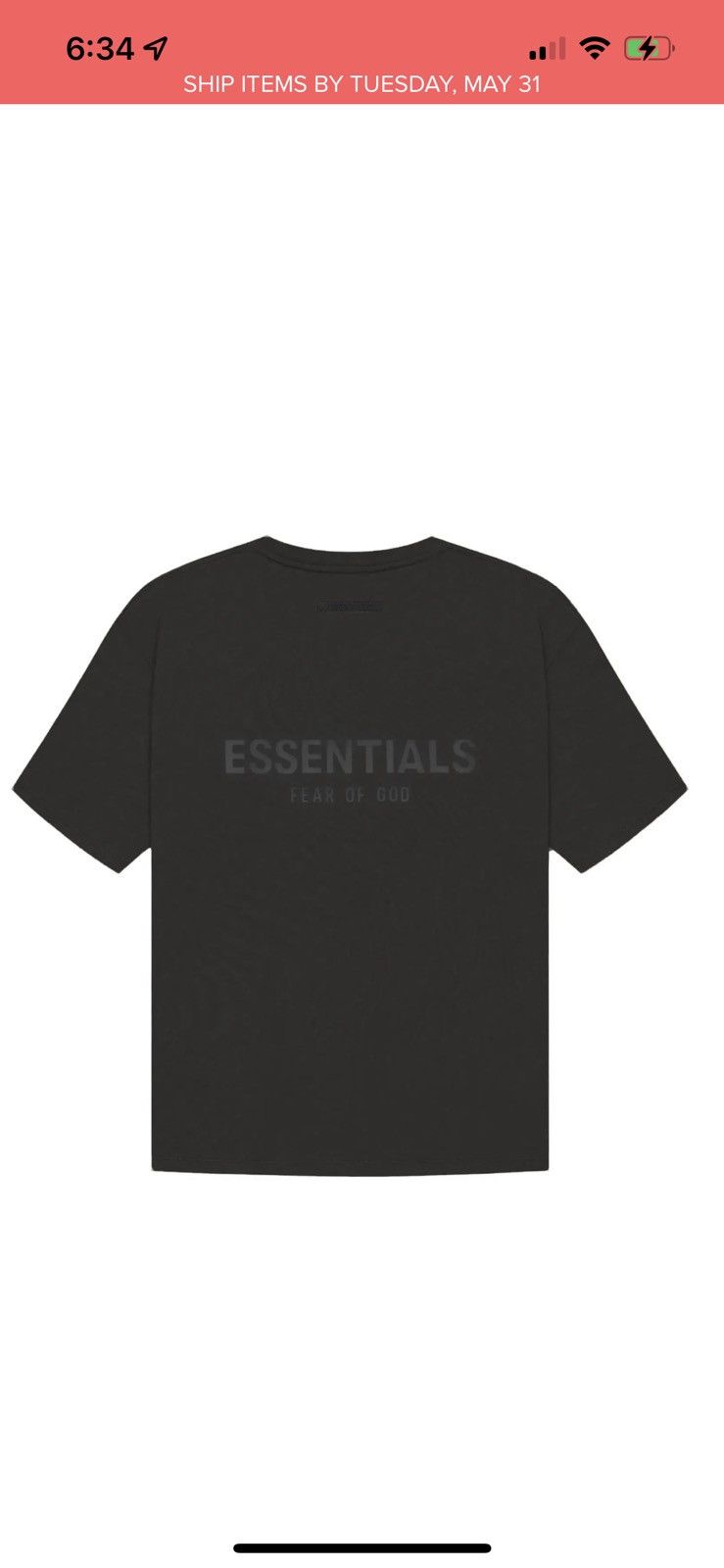 Fear of god essentials tee black SS21