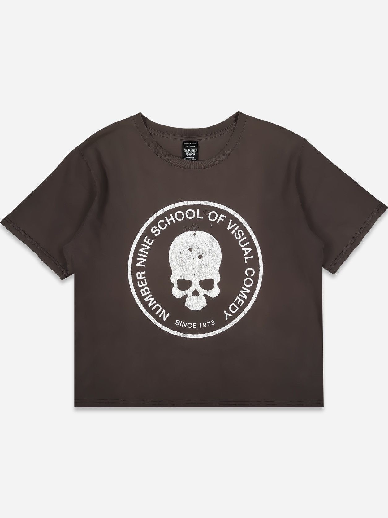 image of Number N Ine Number (N)Ine “School Of Visual Comedy” Cropped Tee - Ss01 in Brown, Men's (Size XL)