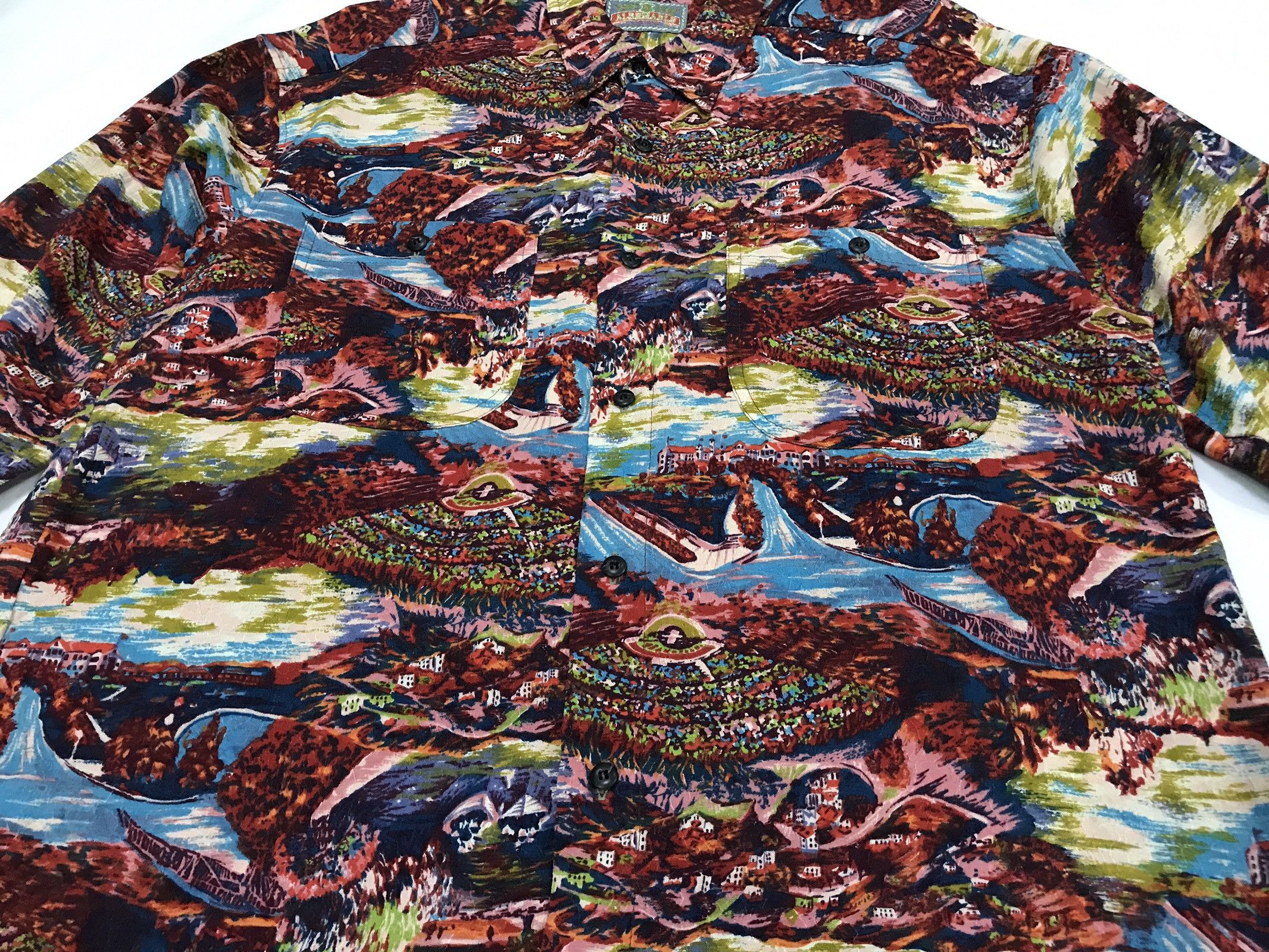 Japanese Brand ALBERMARLE Japan Crepe Rayon Hawaiian Long Sleeve Shirt Size US L / EU 52-54 / 3 - 6 Thumbnail