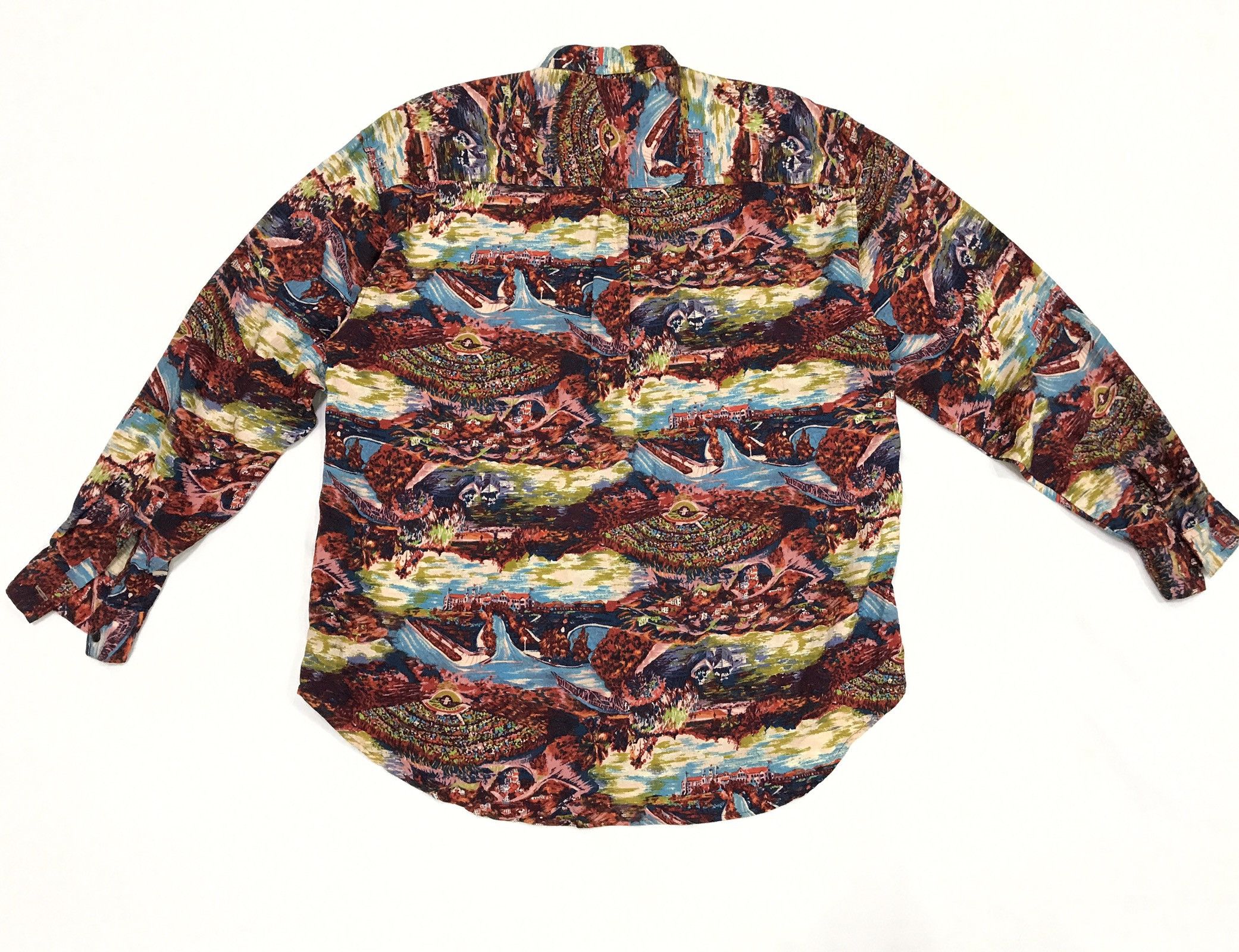Japanese Brand ALBERMARLE Japan Crepe Rayon Hawaiian Long Sleeve Shirt Size US L / EU 52-54 / 3 - 2 Thumbnail