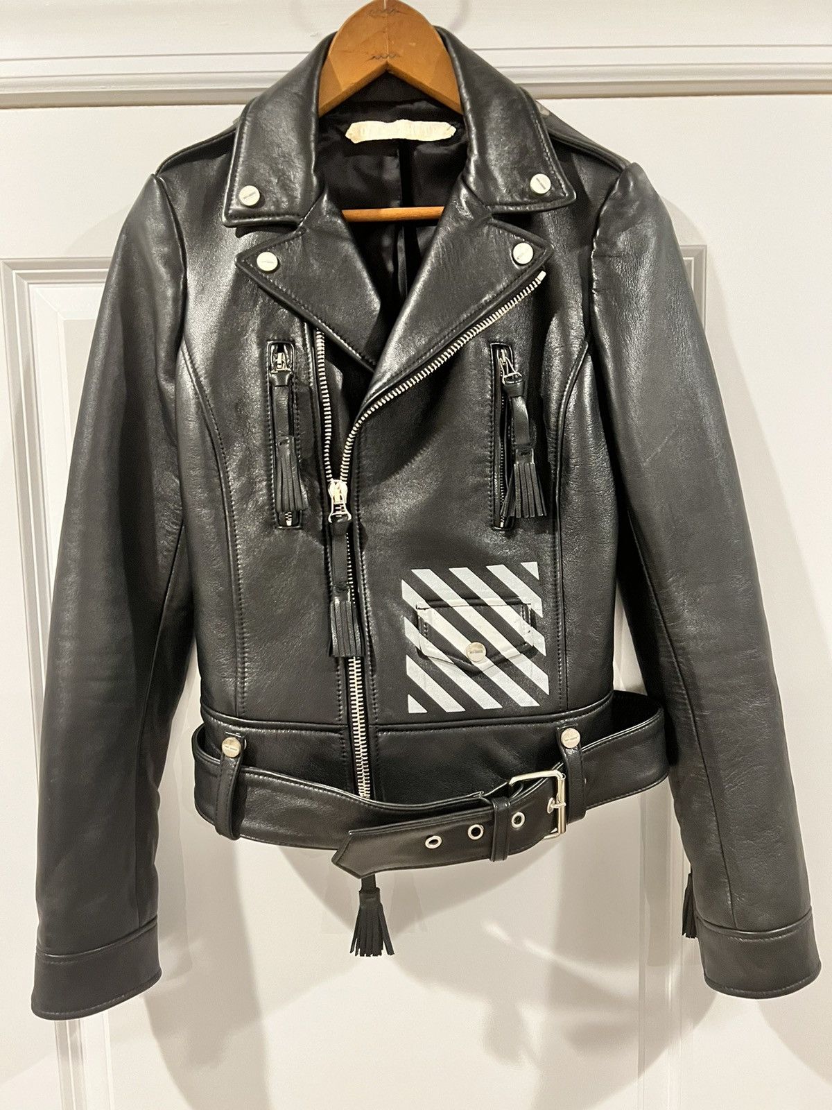 Off-White Off White Virgil Abloh Lambskin Leather Moto Biker Jacket Size US XS / EU 42 / 0 - 1 Thumbnail