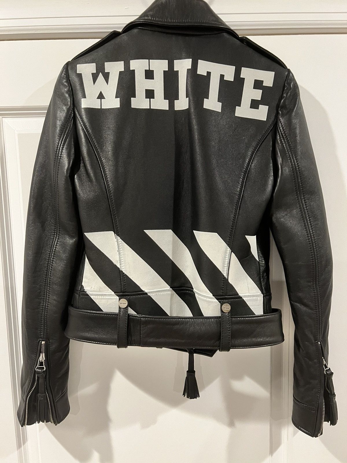 Off-White Off White Virgil Abloh Lambskin Leather Moto Biker Jacket Size US XS / EU 42 / 0 - 2 Thumbnail