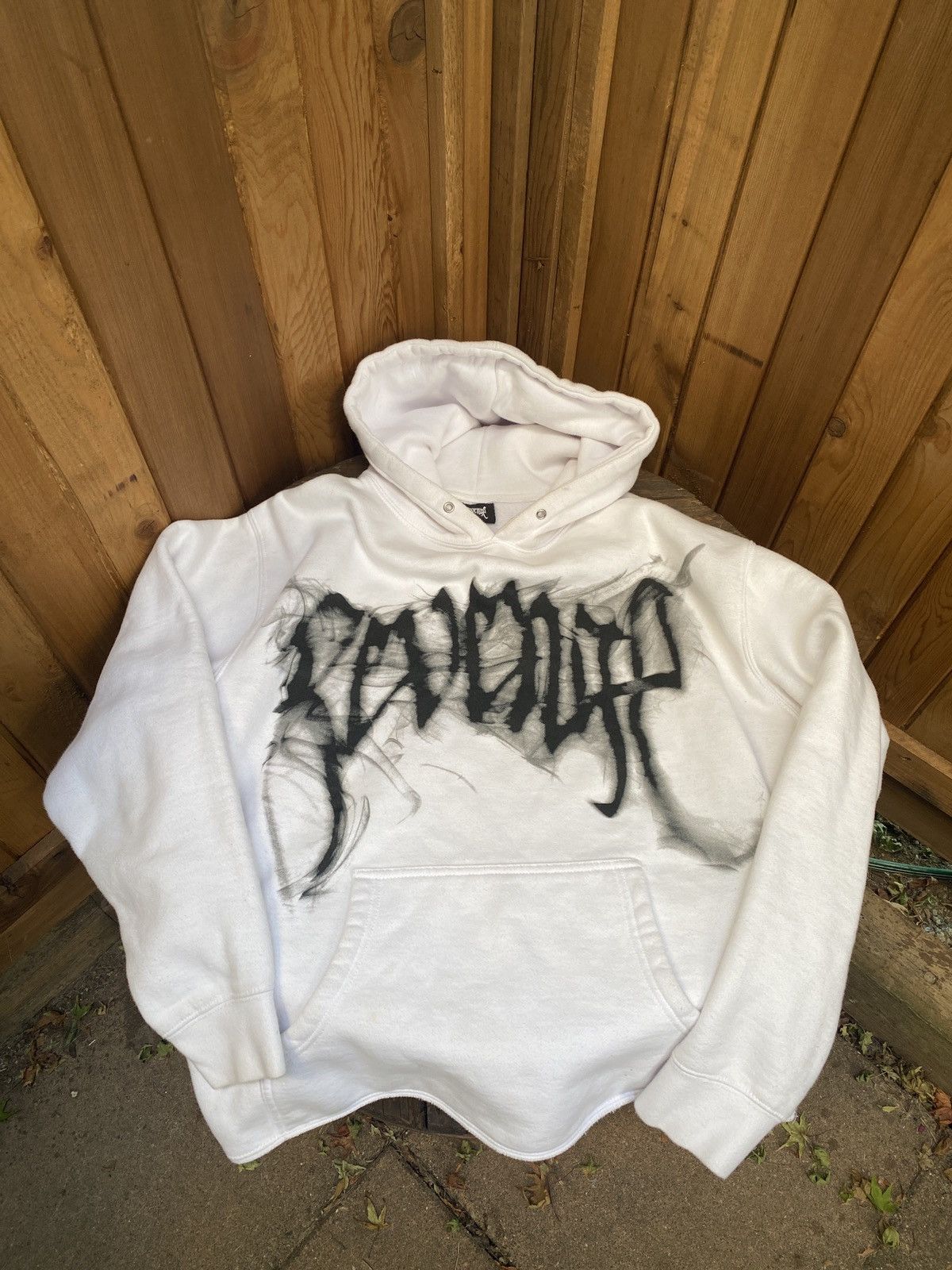 Revenge × Streetwear Revenge SS20 White Smoking Skull Hoodie | Grailed