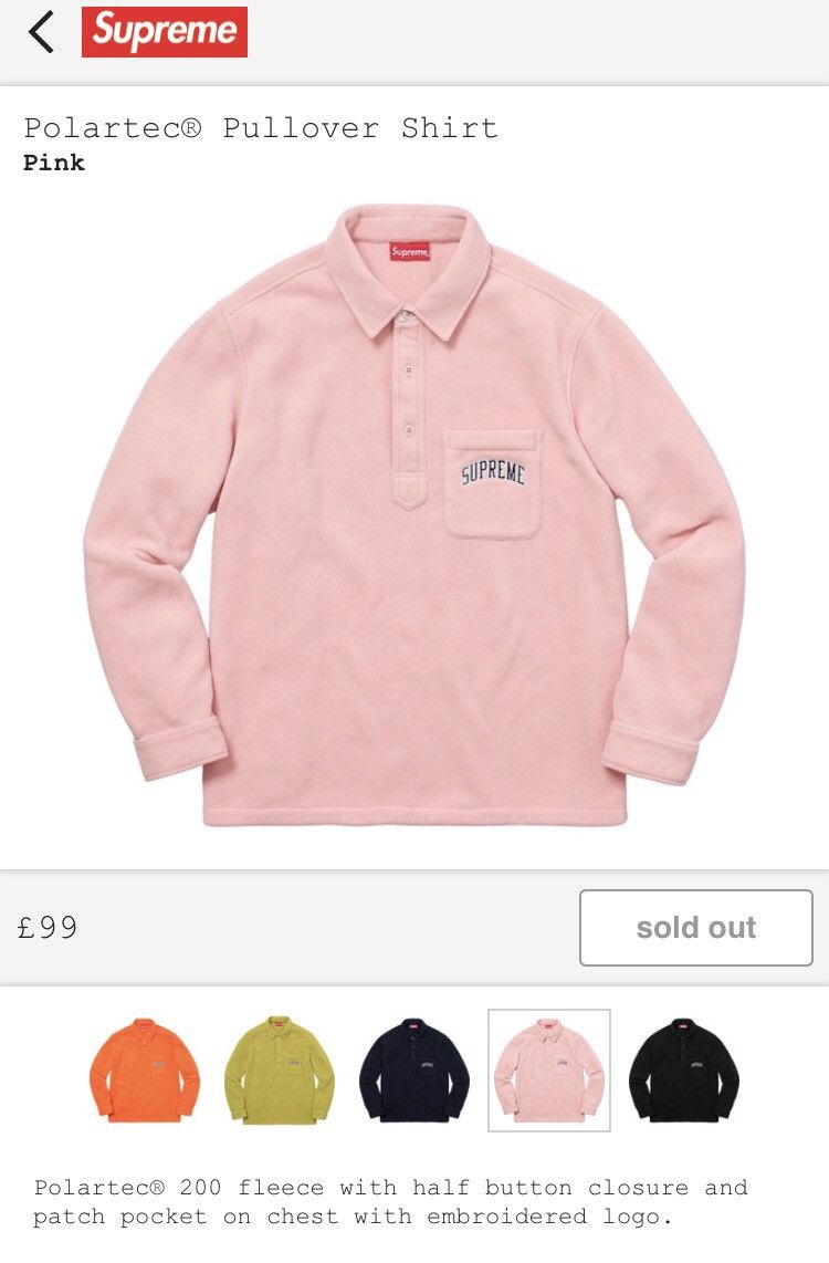 Supreme Supreme Polartec Pullover Shirt Pink | Grailed