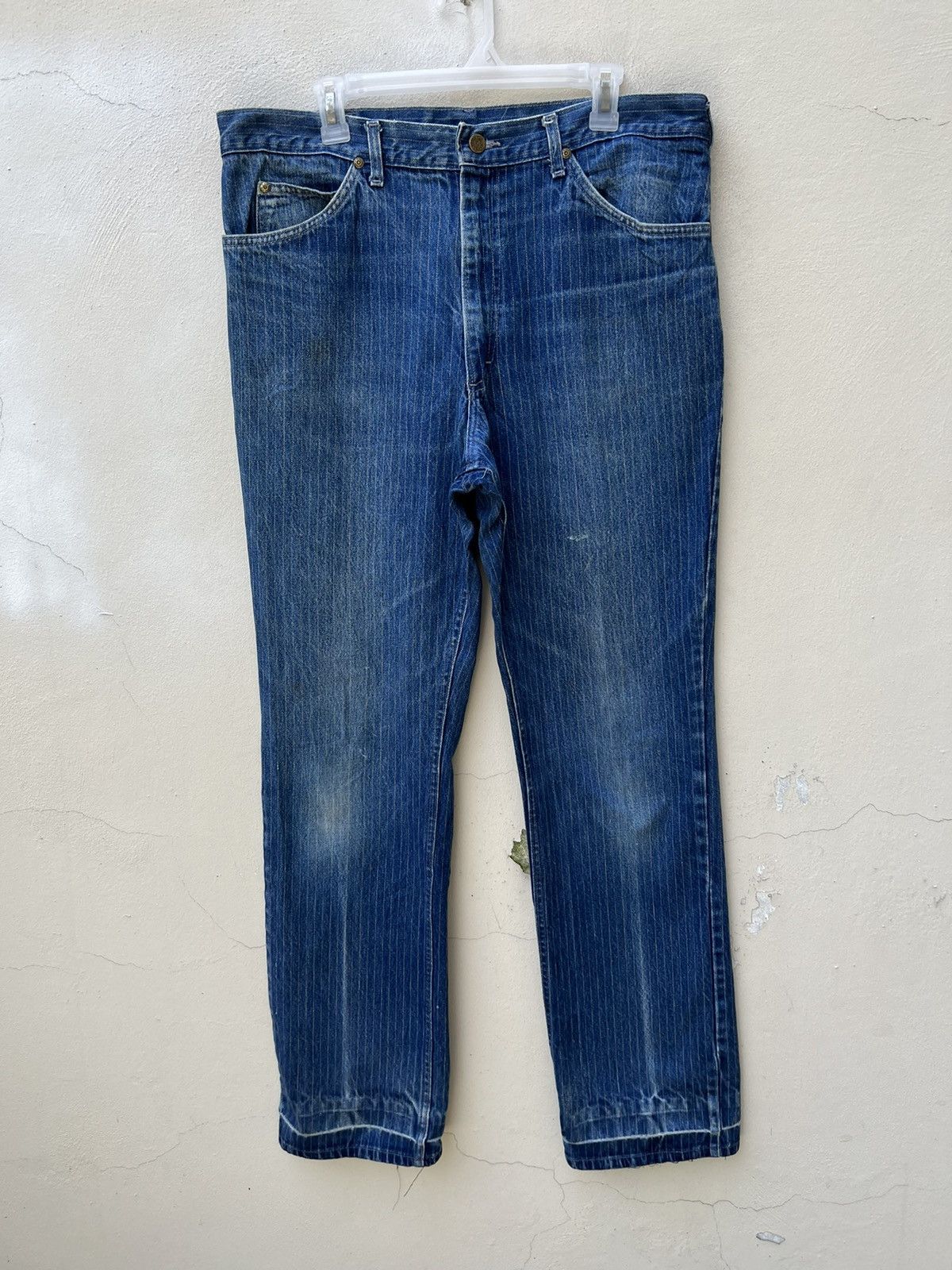 Lee × Vintage Vintage 70s Lee Riders Scovill Zipper Striped Denim Jeans Size US 36 / EU 52 - 6 Thumbnail