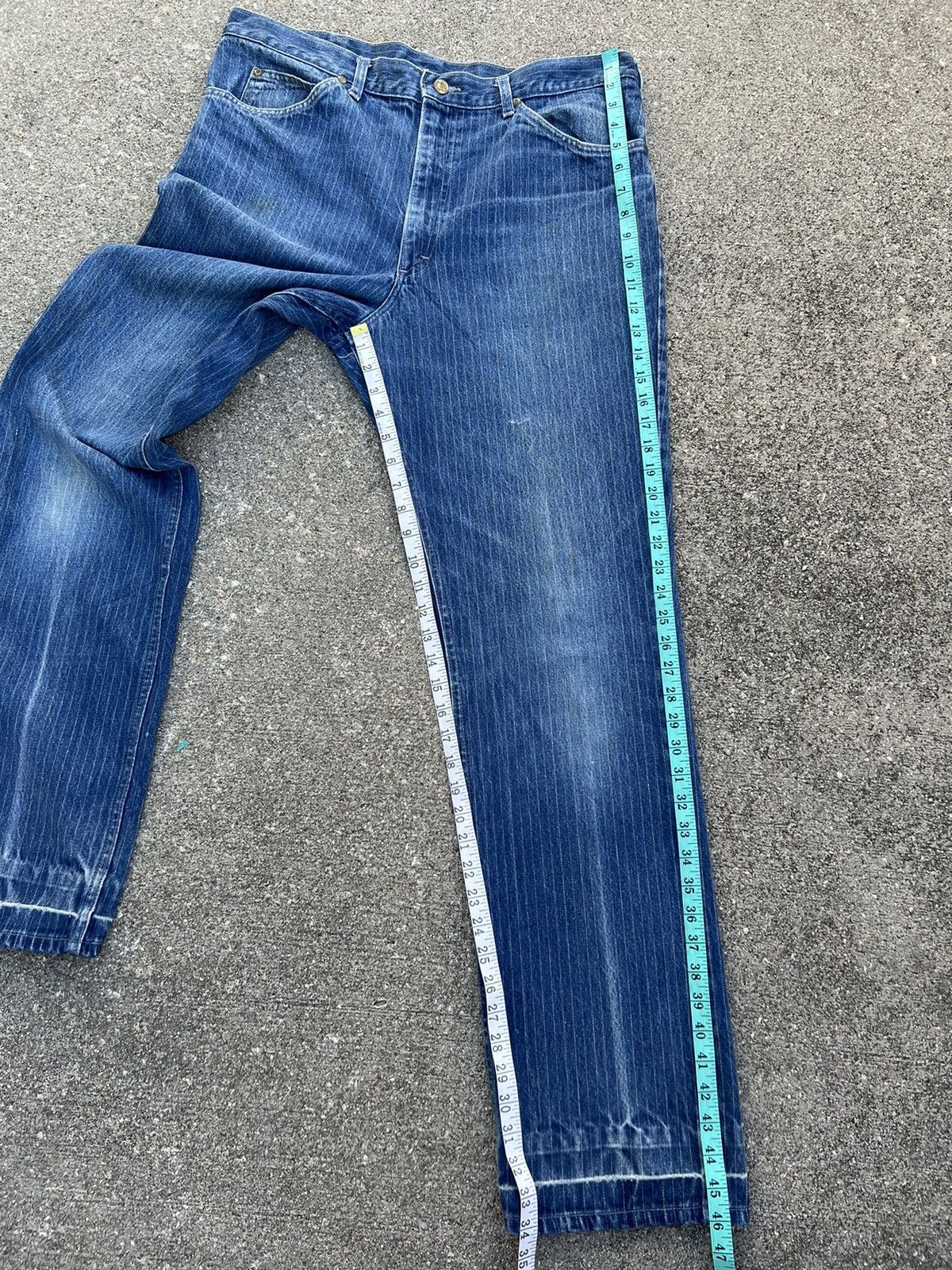 Lee × Vintage Vintage 70s Lee Riders Scovill Zipper Striped Denim Jeans Size US 36 / EU 52 - 4 Thumbnail