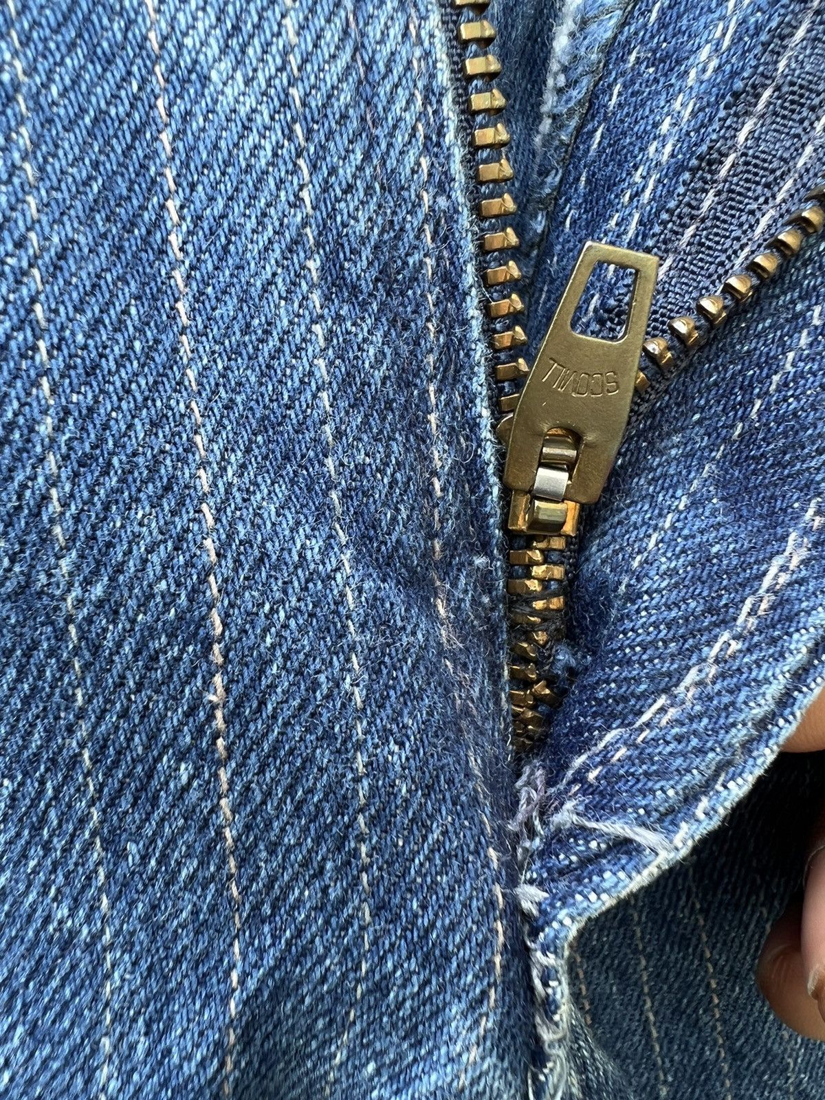Lee × Vintage Vintage 70s Lee Riders Scovill Zipper Striped Denim Jeans Size US 36 / EU 52 - 10 Thumbnail