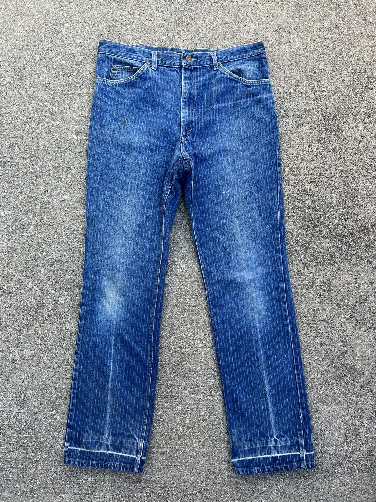 Lee × Vintage Vintage 70s Lee Riders Scovill Zipper Striped Denim Jeans Size US 36 / EU 52 - 1 Thumbnail