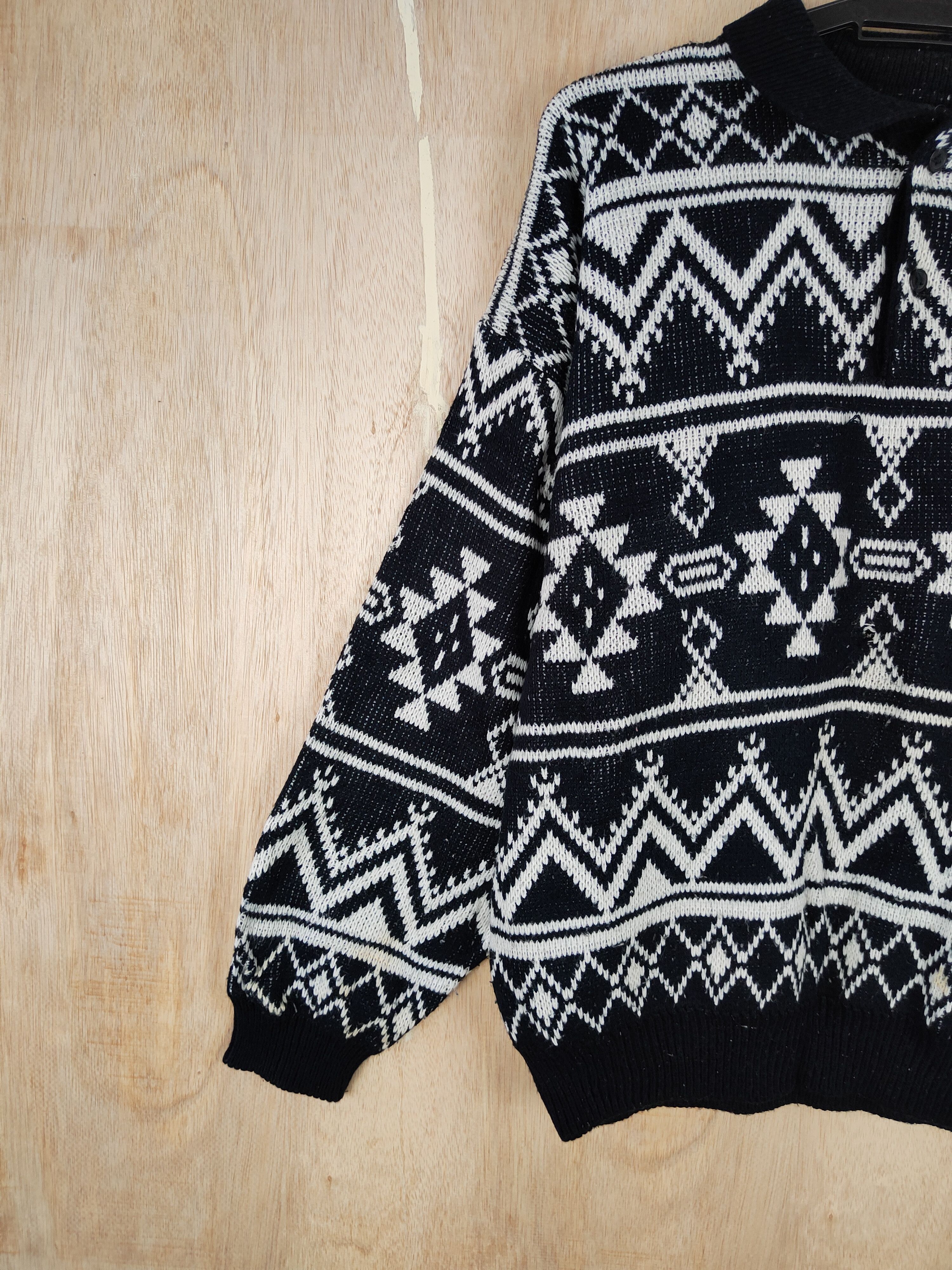 Japanese Brand Hand Brake art Black/White Knitwear vintage #4447 Size US M / EU 48-50 / 2 - 3 Thumbnail