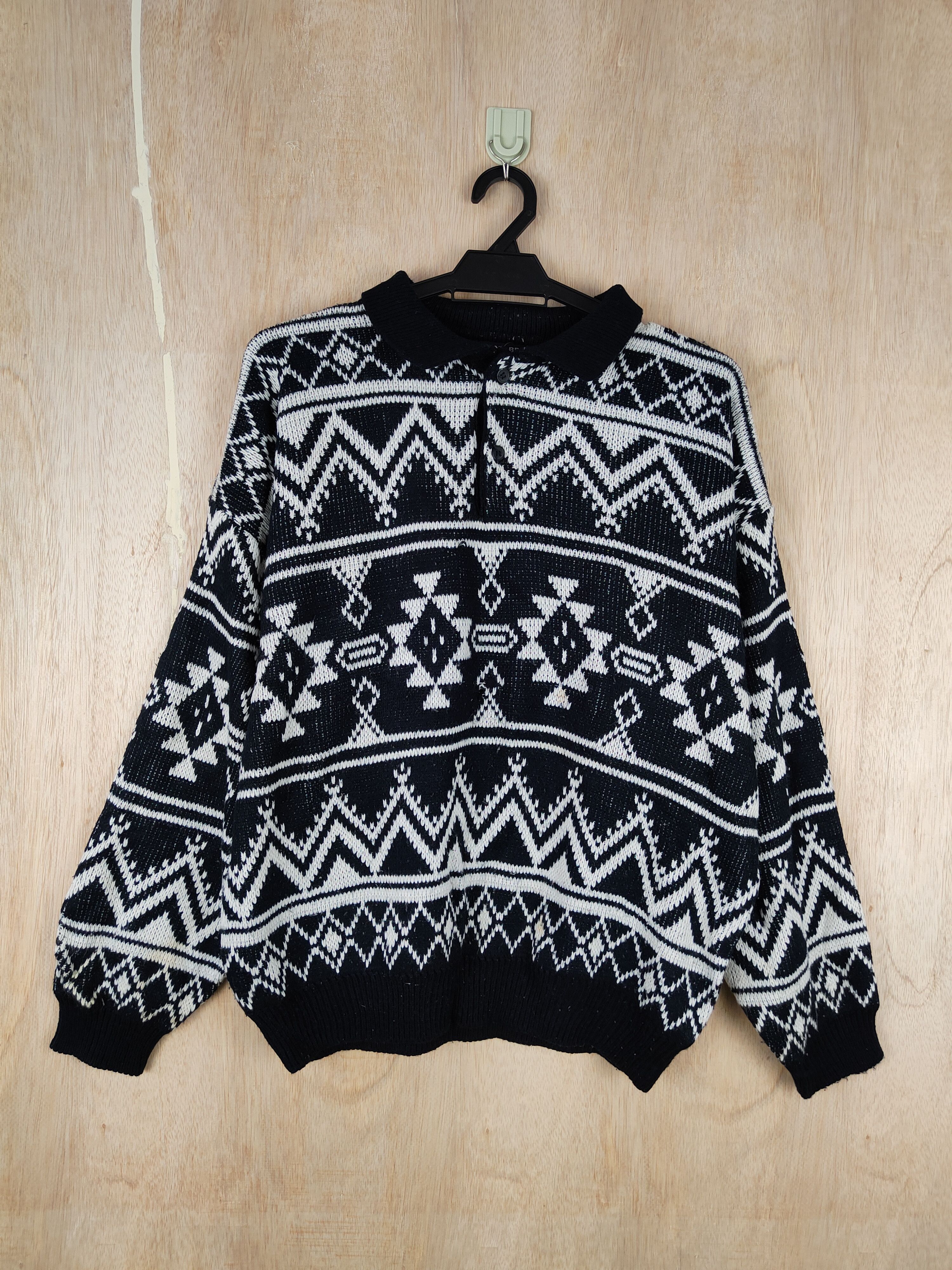 Japanese Brand Hand Brake art Black/White Knitwear vintage #4447 Size US M / EU 48-50 / 2 - 1 Thumbnail