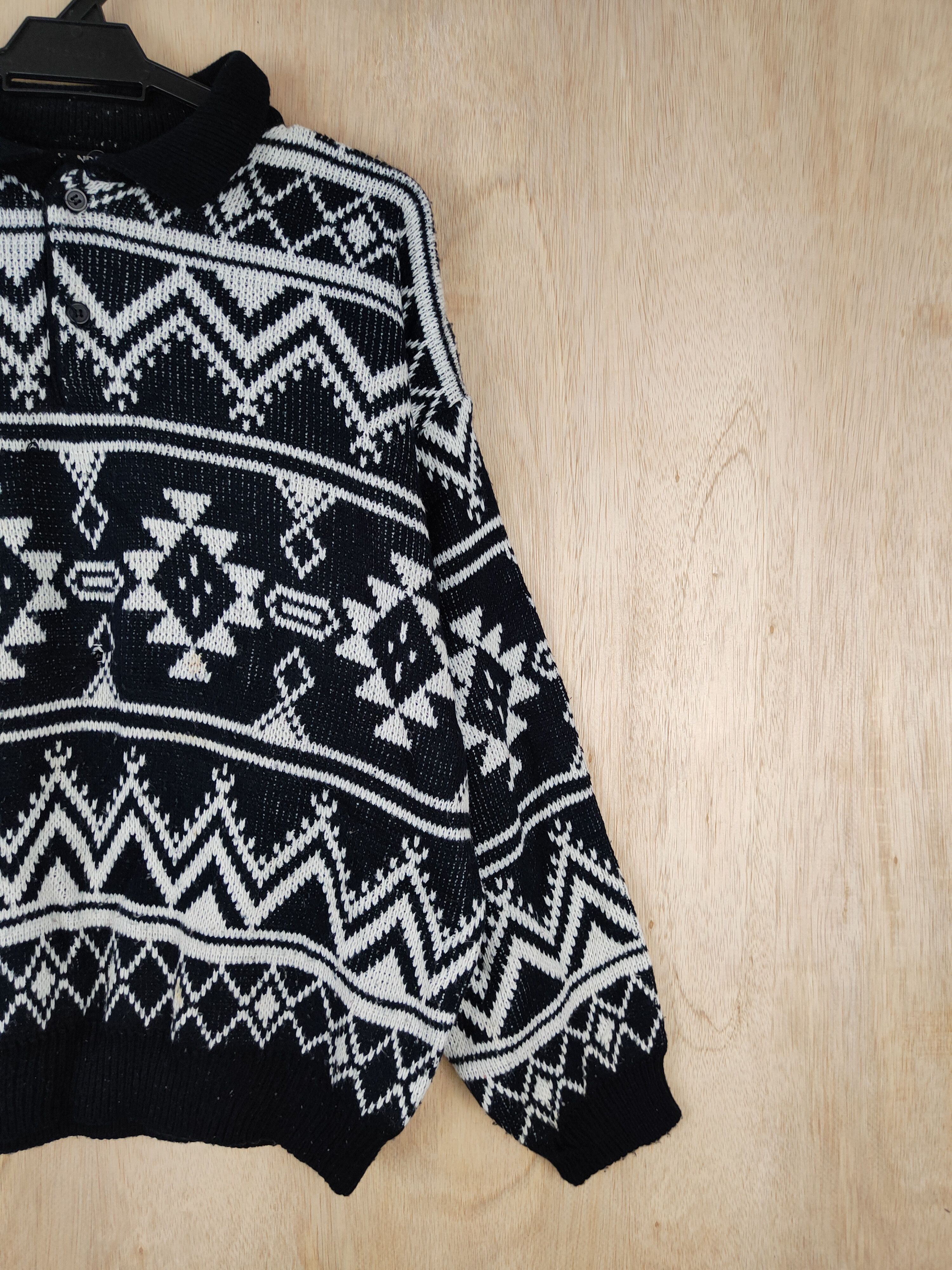Japanese Brand Hand Brake art Black/White Knitwear vintage #4447 Size US M / EU 48-50 / 2 - 4 Thumbnail