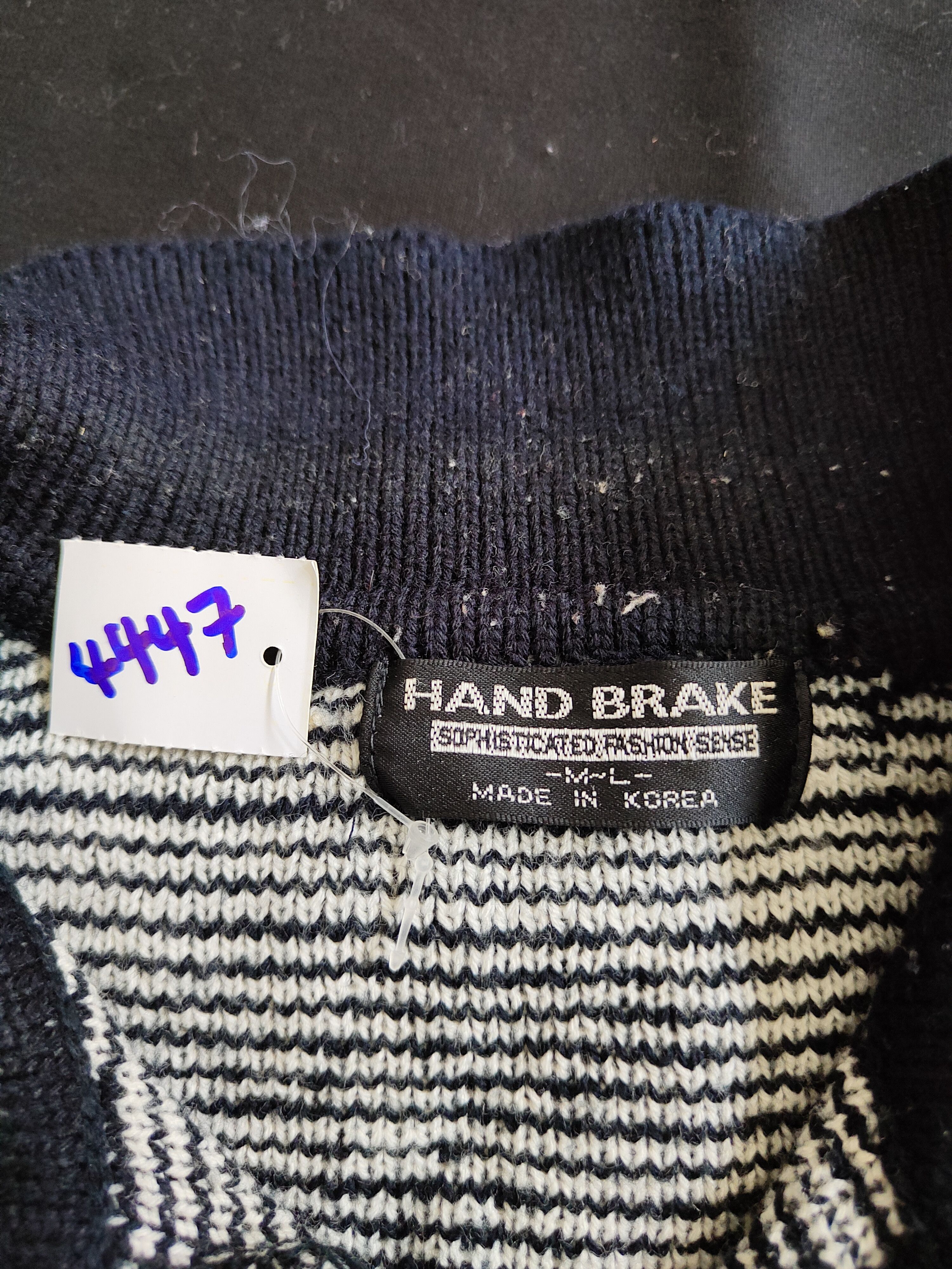 Japanese Brand Hand Brake art Black/White Knitwear vintage #4447 Size US M / EU 48-50 / 2 - 9 Thumbnail