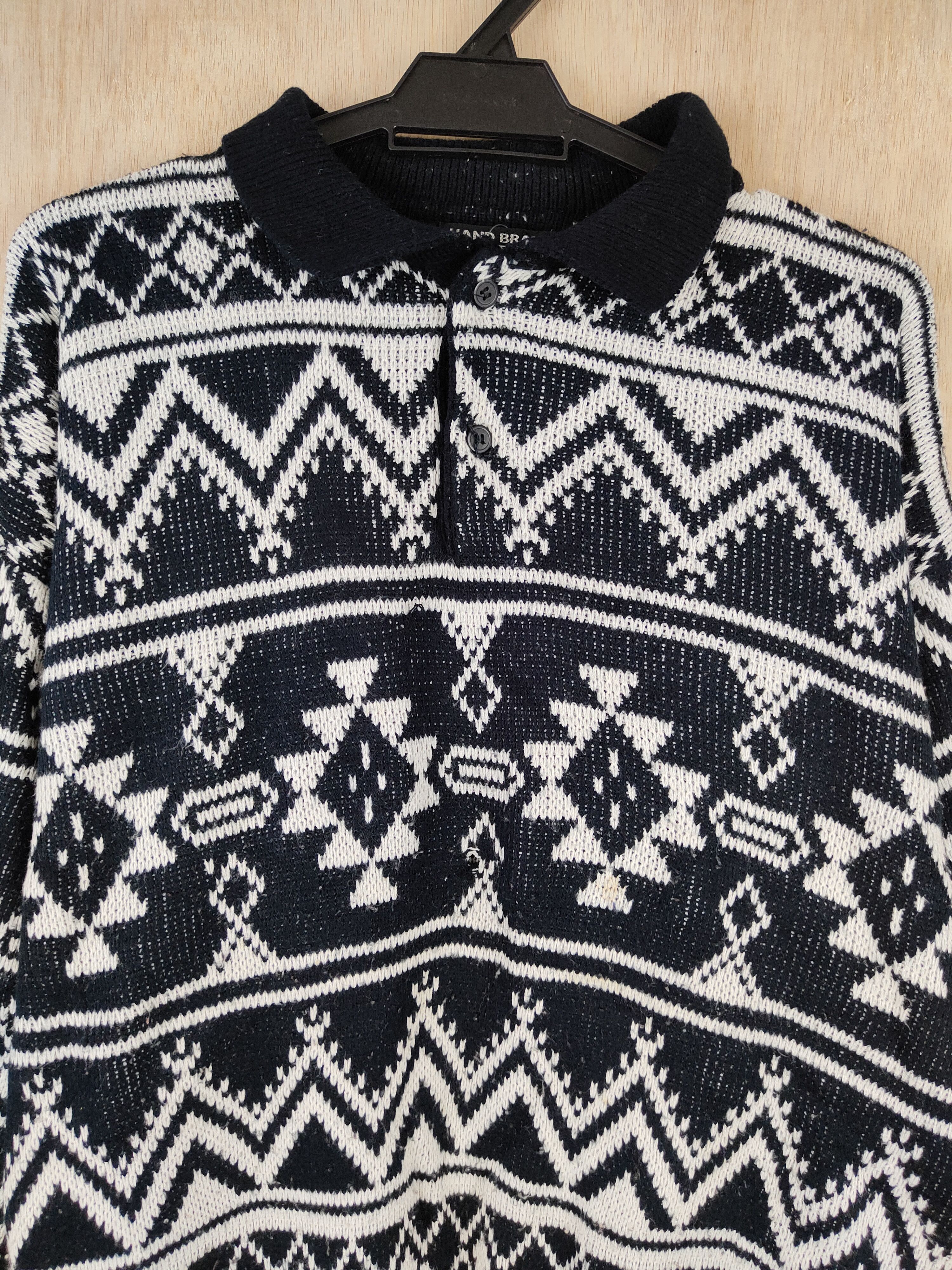 Japanese Brand Hand Brake art Black/White Knitwear vintage #4447 Size US M / EU 48-50 / 2 - 2 Thumbnail