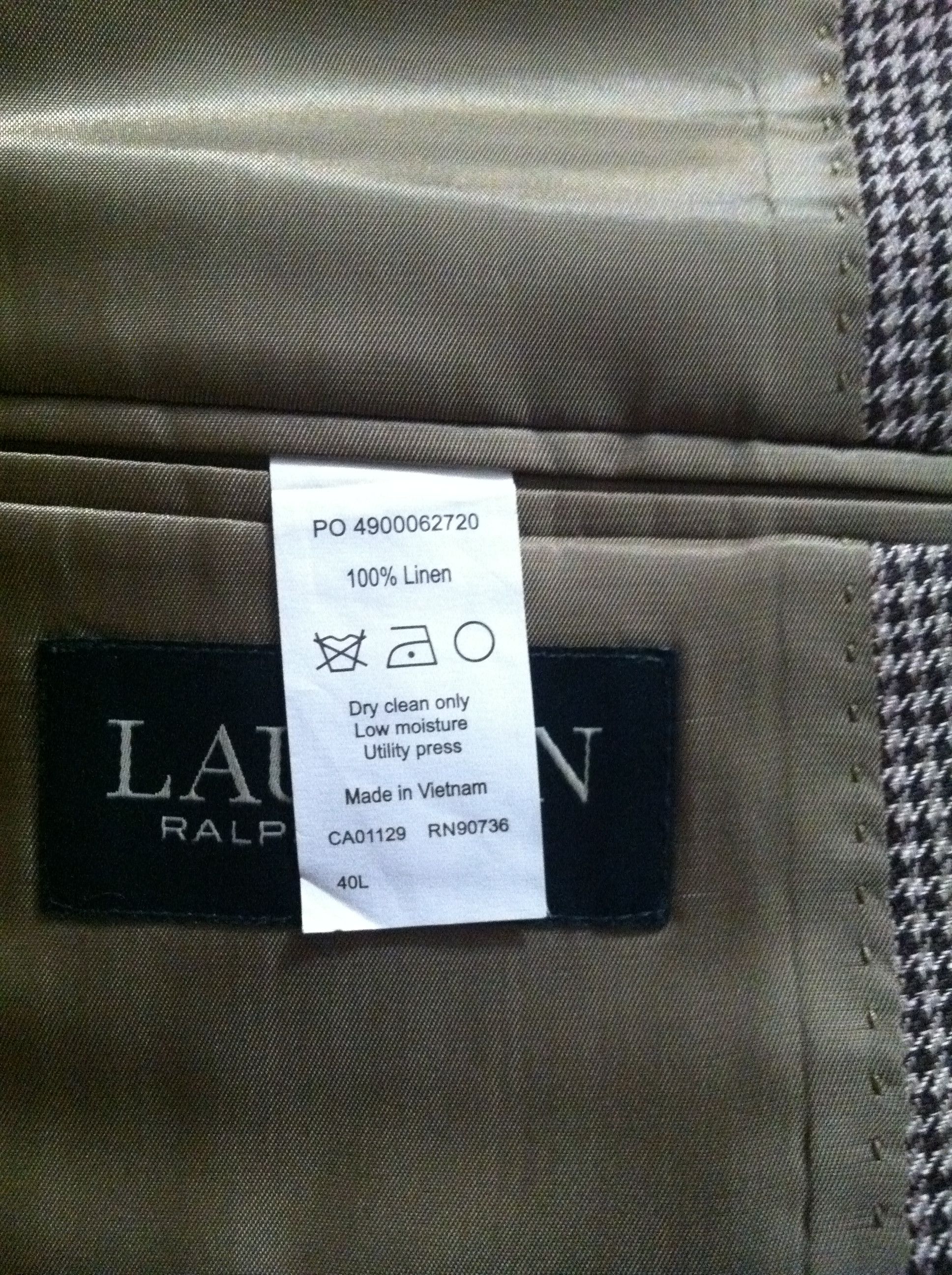 Ralph Lauren RALPH LAUREN MEN'S 100%LINEN SPORT COAT BLAZER SIZE:40L Size 40L - 11 Thumbnail