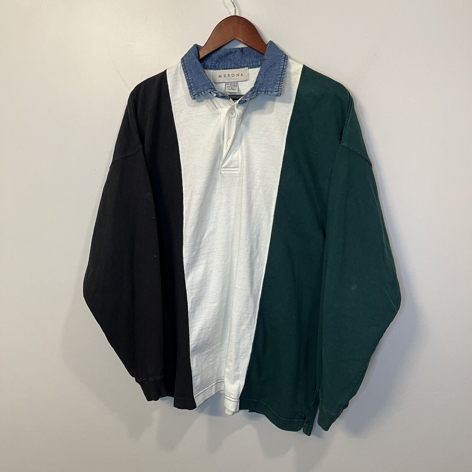 Vintage VTG 90s Y2K Merona Long Sleeve Color Block Rugby Shirt Grailed