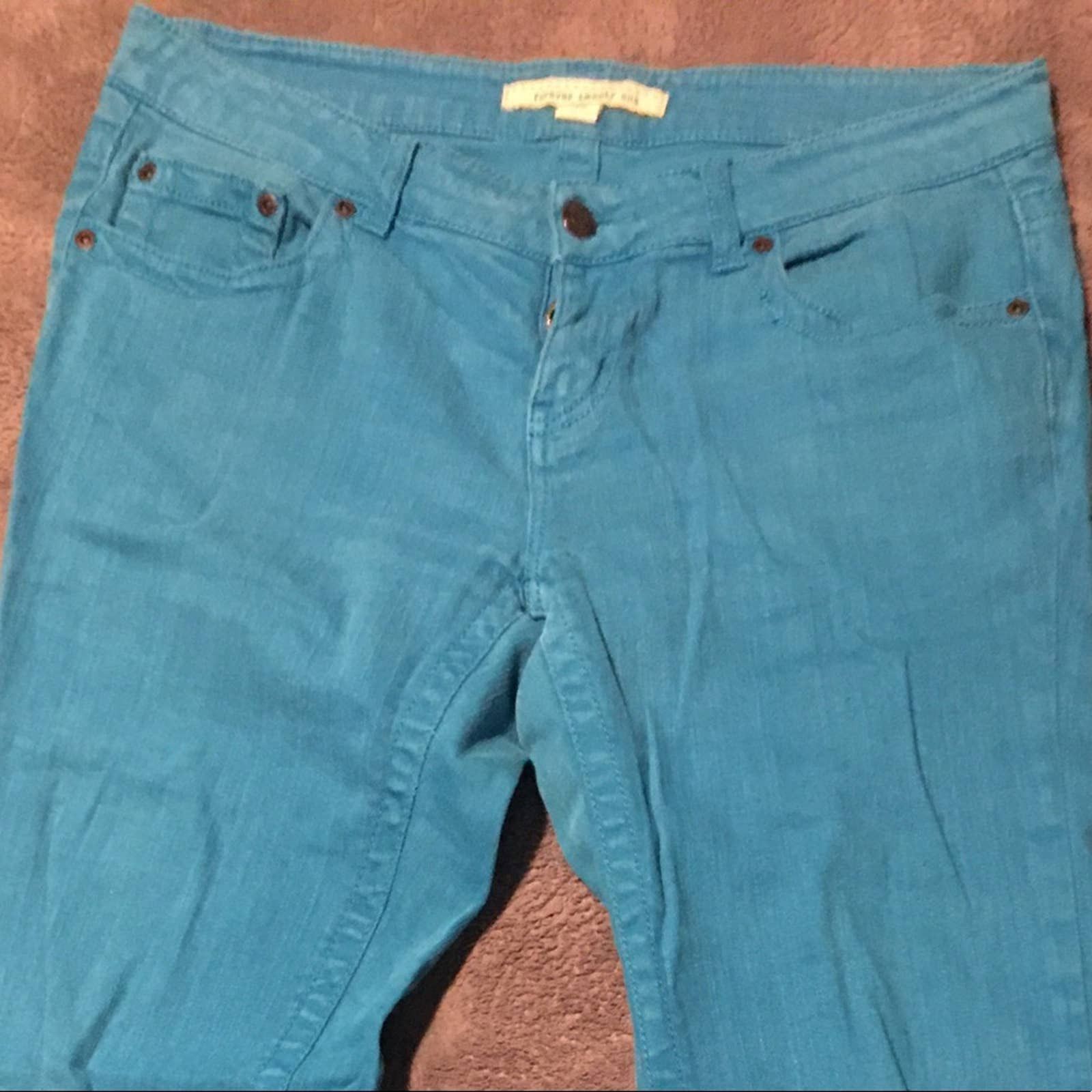 Forever 21 Forever 21 Stretch Denim Turquoise Blue Jeans Size 29" - 3 Thumbnail
