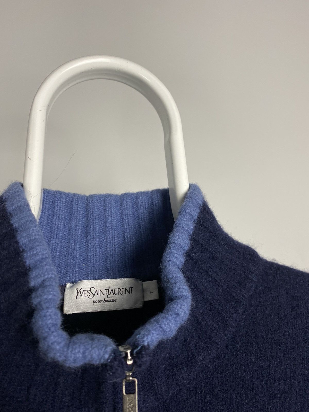 Vintage 90s Yves Saint Laurent vintage zip up navy YSL sweater Size US L / EU 52-54 / 3 - 4 Thumbnail