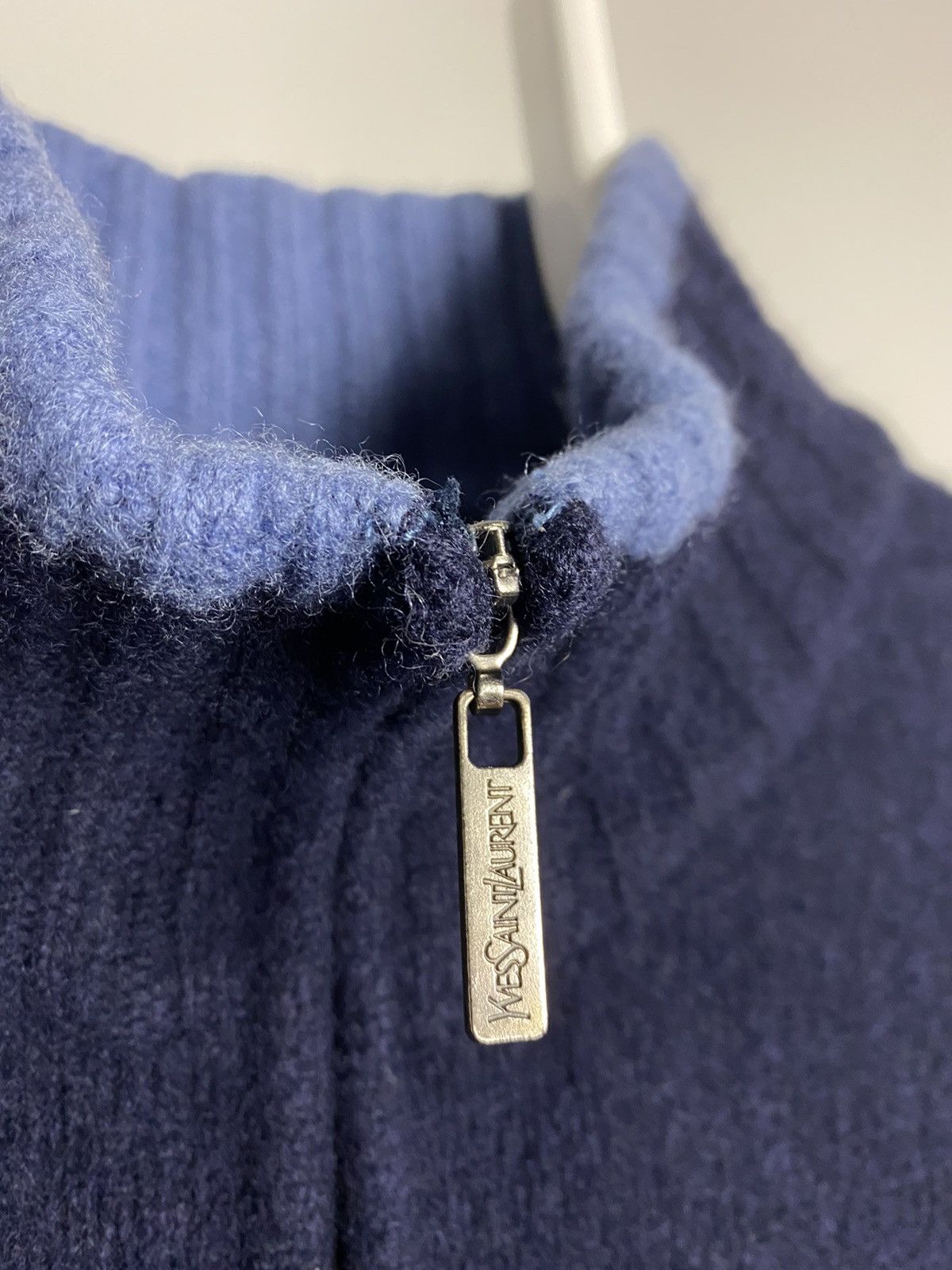 Vintage 90s Yves Saint Laurent vintage zip up navy YSL sweater Size US L / EU 52-54 / 3 - 5 Thumbnail